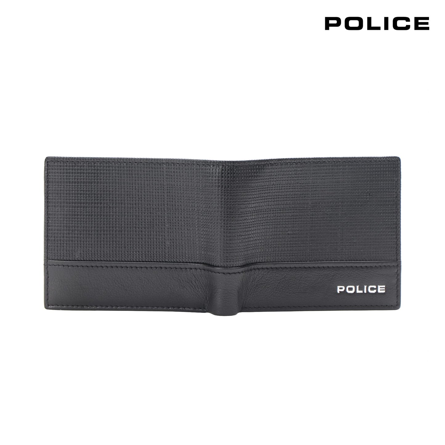 Police Xander Over Flap Coin Wallet Mens Wallet Genuine Leather Wallet for Men Bifold Purse with Card Holder 4 Credit Card Slots 1 Coin Pocket - Black Stripes