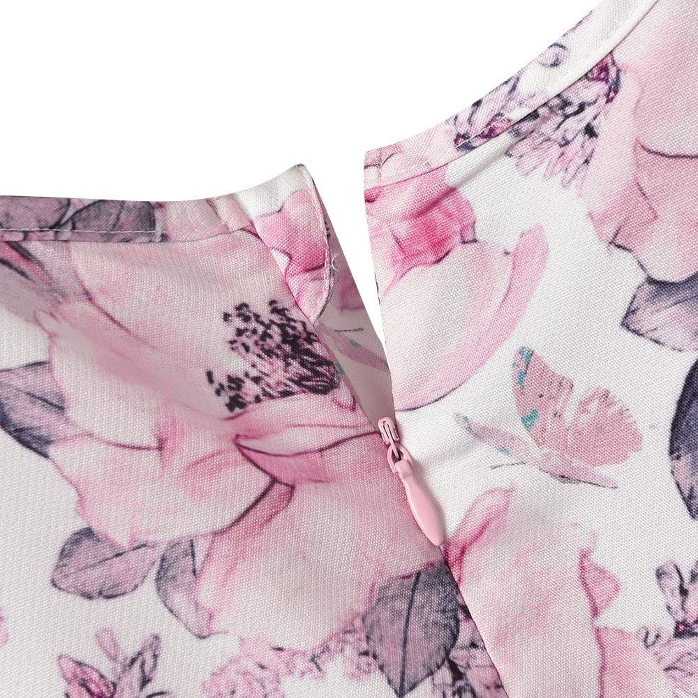 Hopscotch Girls Polyester And Spandex Floral Print Casual Dress in Pink Color For Ages 11-12 Years (GOE-4164033)