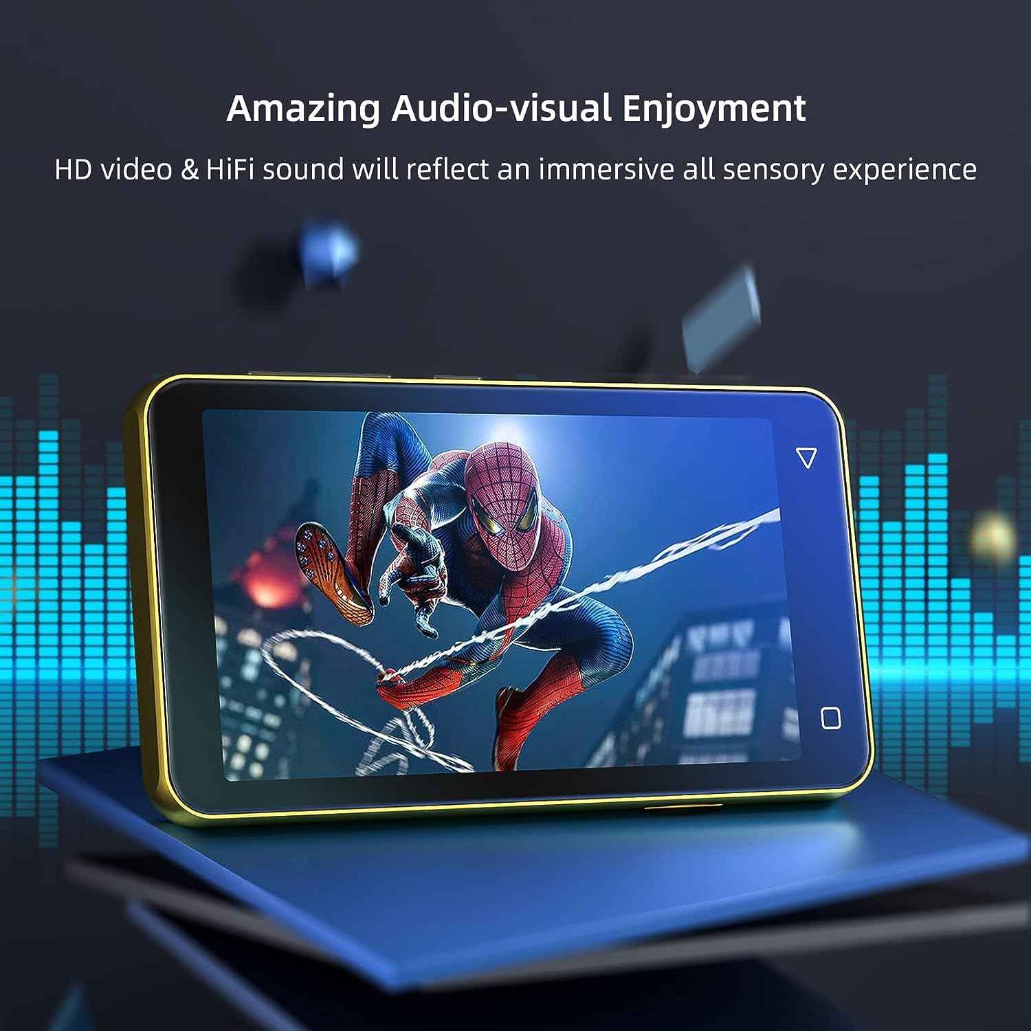 80GB MP3 Player with Bluetooth and WiFi, MP4 MP3 Player with Spotify 4" Full Touch Screen, Android Music Player with Pandora, HiFi Sound Walkman Digital Audio Player with Speaker (Gold-Black)