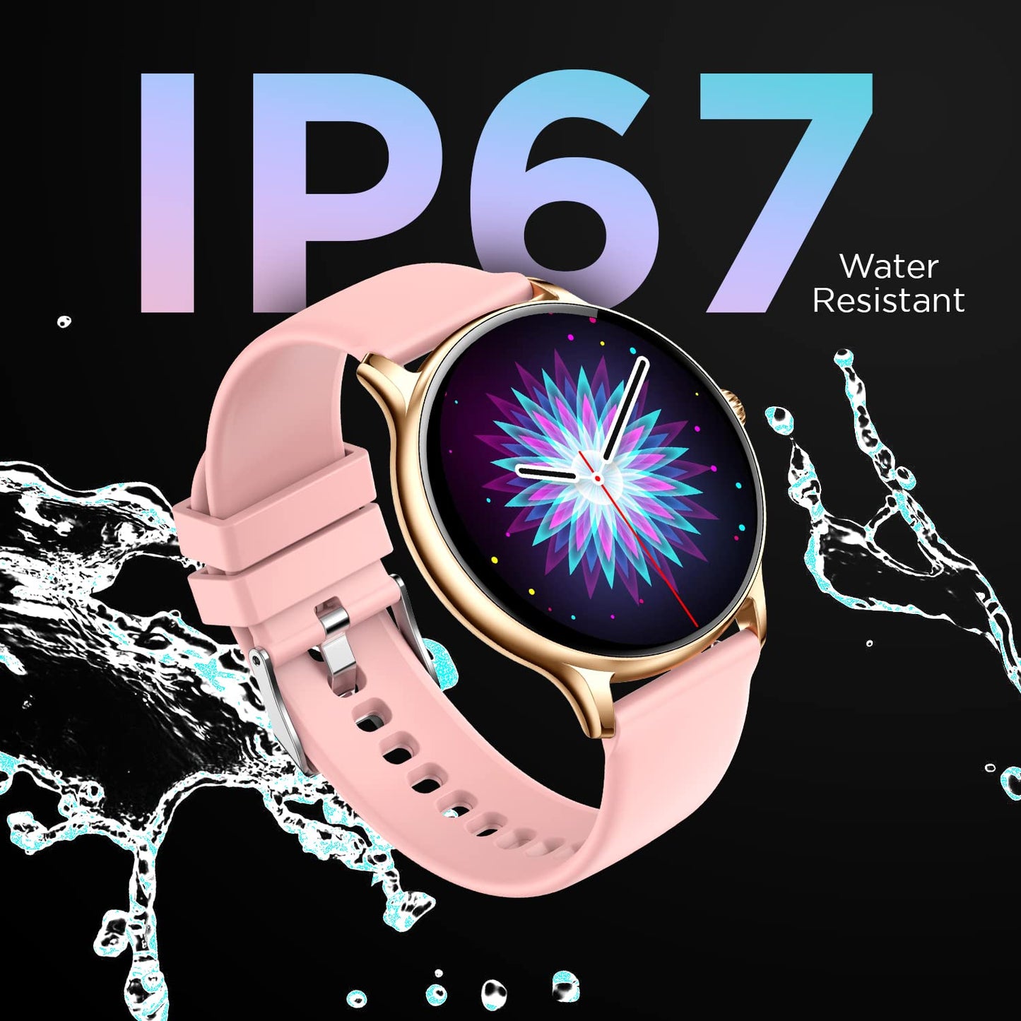 Fire-Boltt Phoenix Smart Watch with Bluetooth Calling 1.3,120+ Sports Modes, 240 * 240 PX High Res with SpO2, Heart Rate Monitoring & IP67 Rating (Gold Pink)