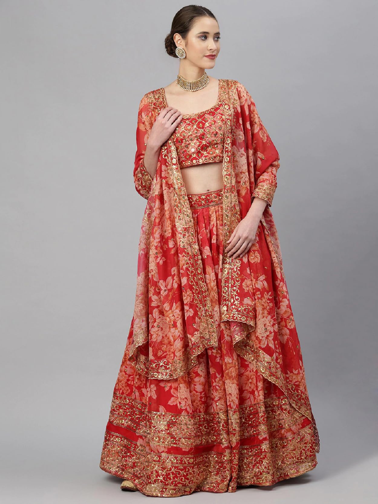 Girls Fashion Lehenga Choli Ethnic Wear Stylist Digital Printed Lehenga | Choli & Dupatta Set, Pack