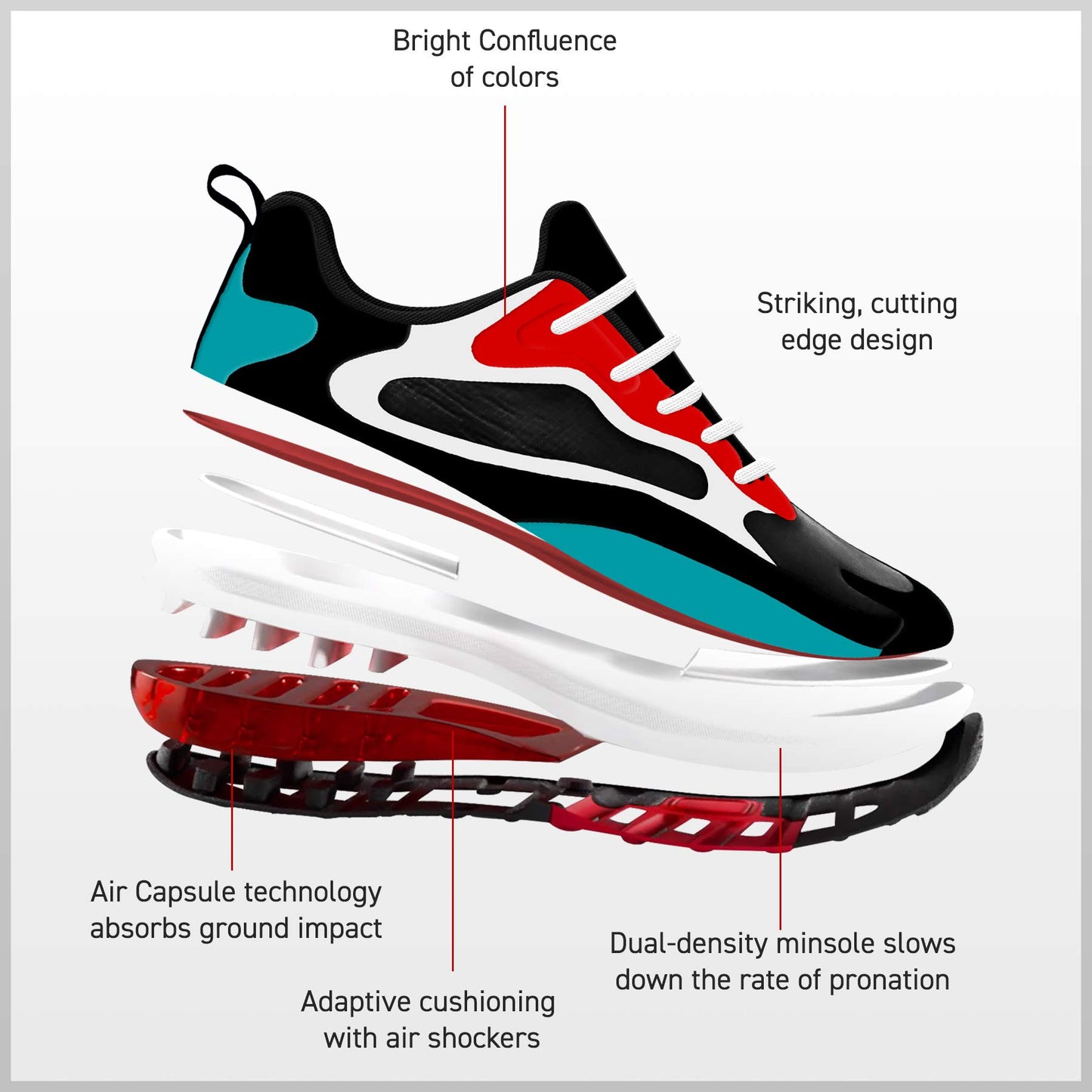 Campus Men's Renegade WHT/RED Training/Gym - 9UK/India 5G-820