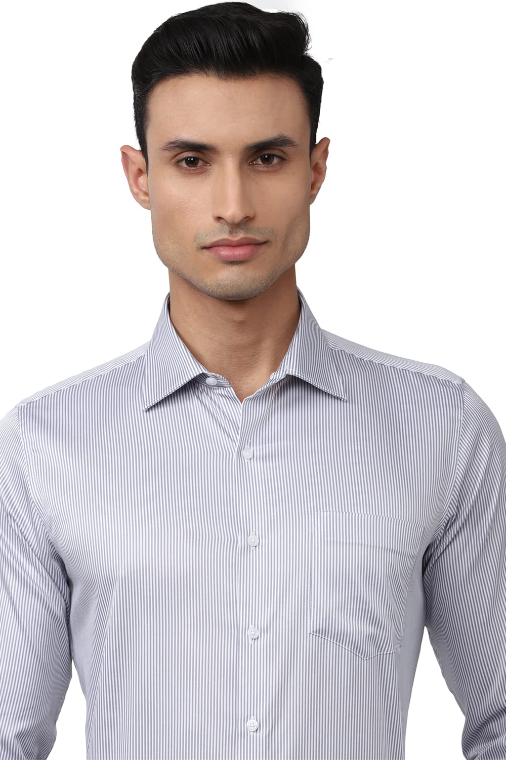 Van Heusen Men's Slim Fit Shirt (VHSFBSLBQ11445_Grey