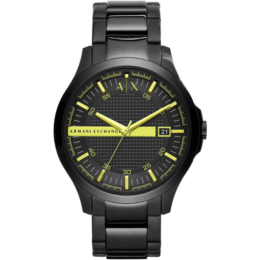 Armani Exchange Stainless Steel Hampton Analog Black Dial Men Watch-Ax2407, Black Band