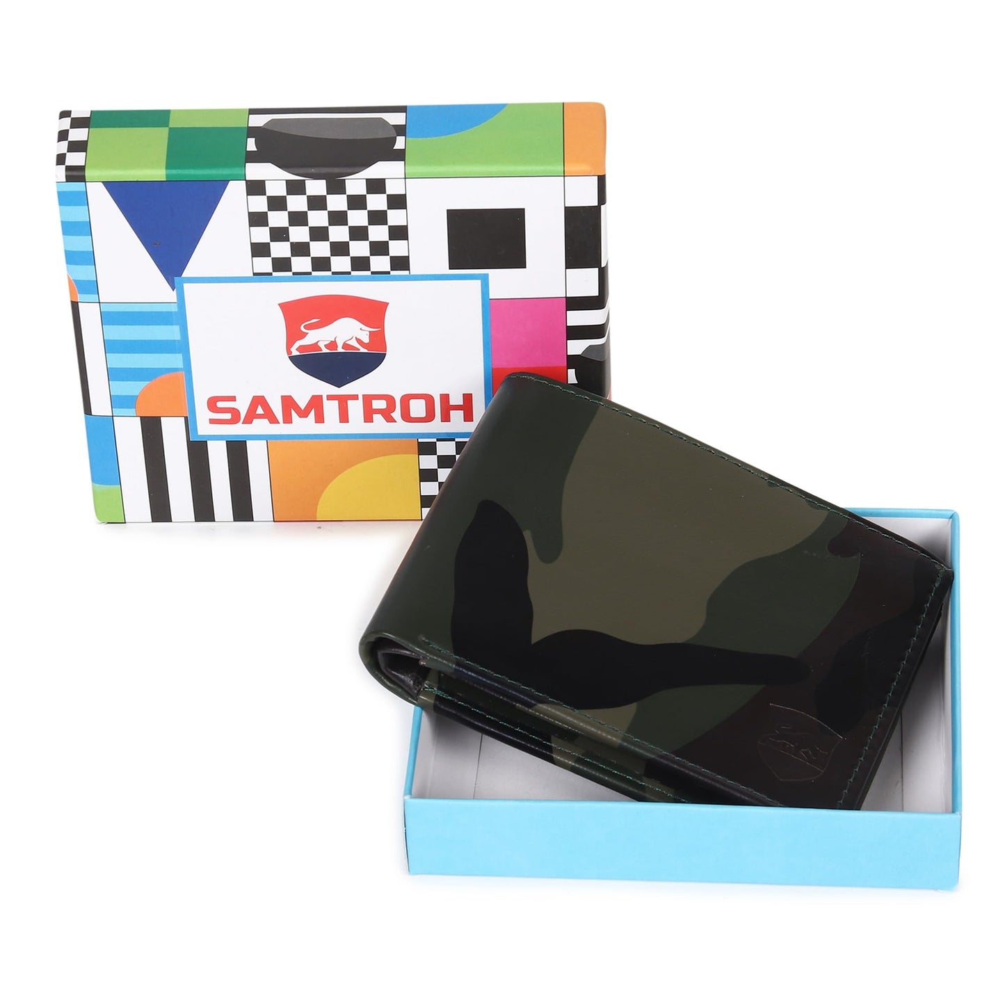 SAMTROH Album Design Card Slots Artificial Leather Wallet for Men | 3 Card Slots I 2 Currency & 1 Secret Compartments I 6 Id Card Slot (BArmy)