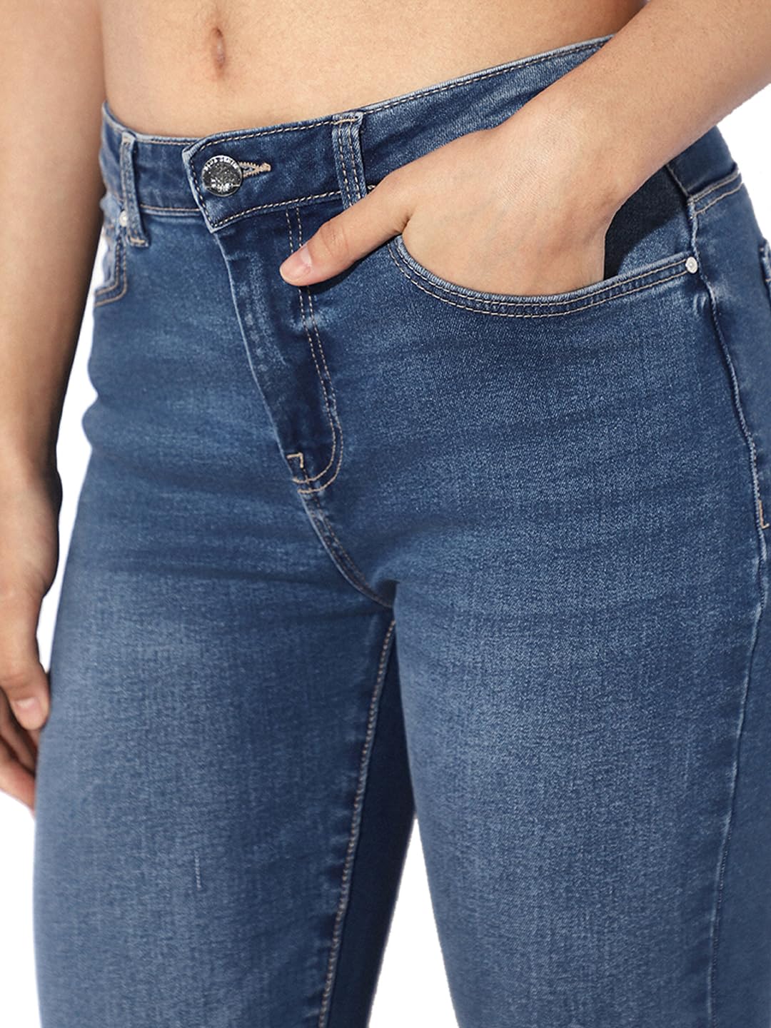 ONLY Women's High Rise Slim Jeans Medium Blue Denim