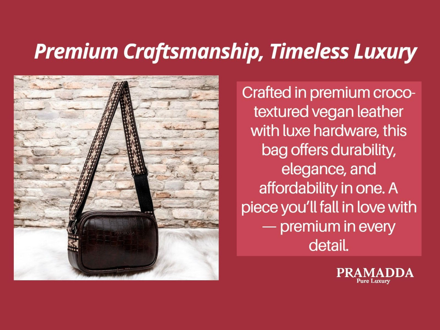 Pramadda Pure Luxury Leather Chocolate Ladies Sling handbag Purse | rakhi gift for sister combo | gift item for women girls birthday | valentines day gifts for girlfriend | rakshabandhan gifts latest.