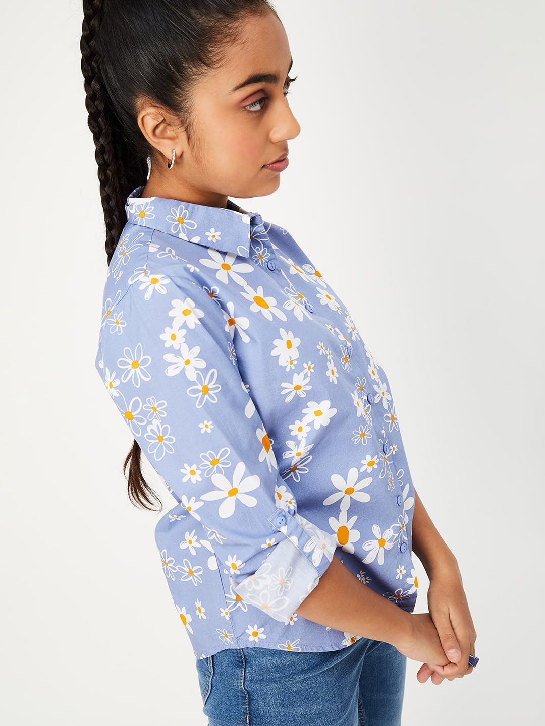 Max Girls Printed Casual Shirt (S24EWT03BLUE)_11-12Y