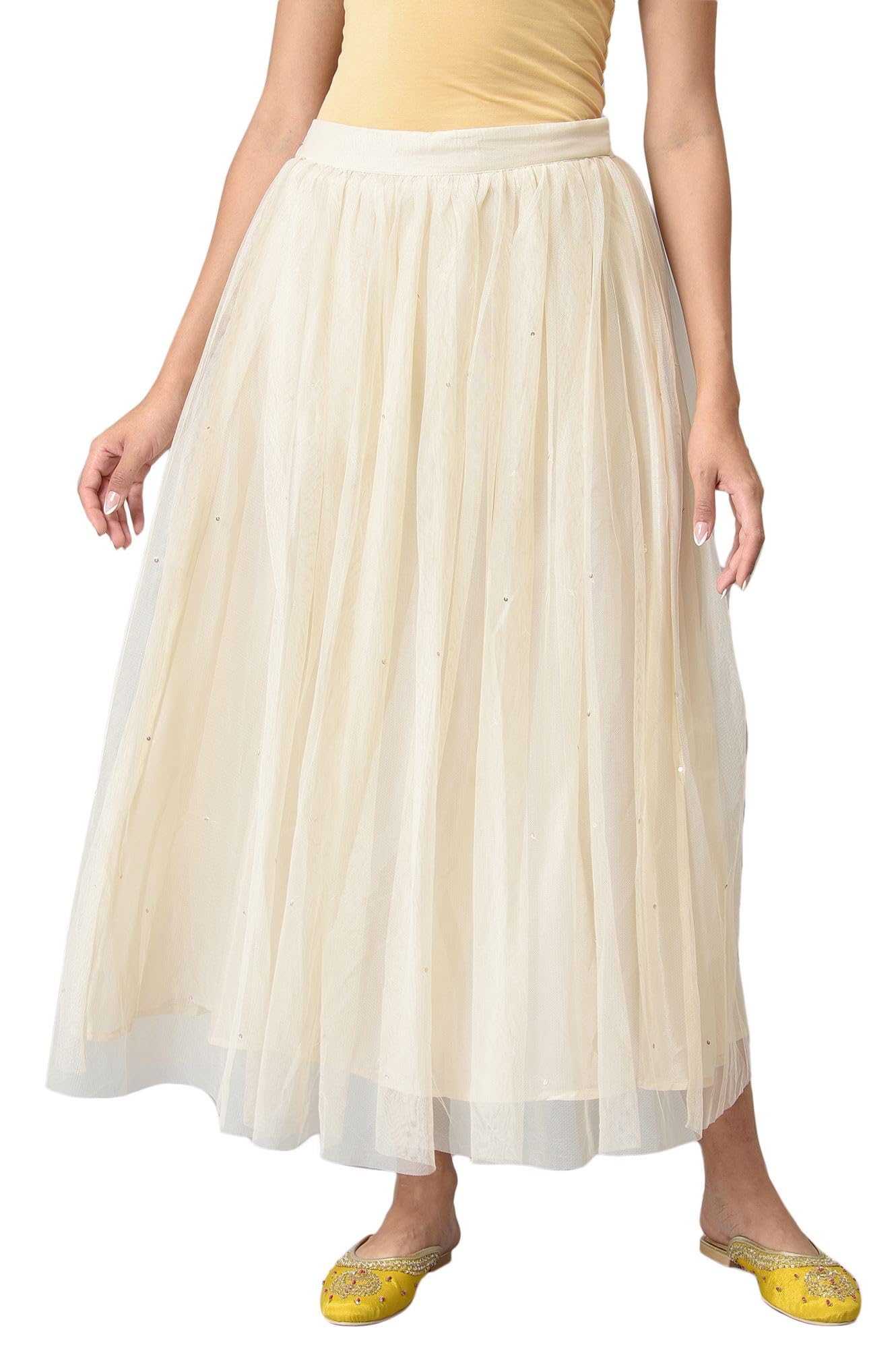 W for Woman Off-White Sequins Mesh Skirt_22AUW50471-217926_M