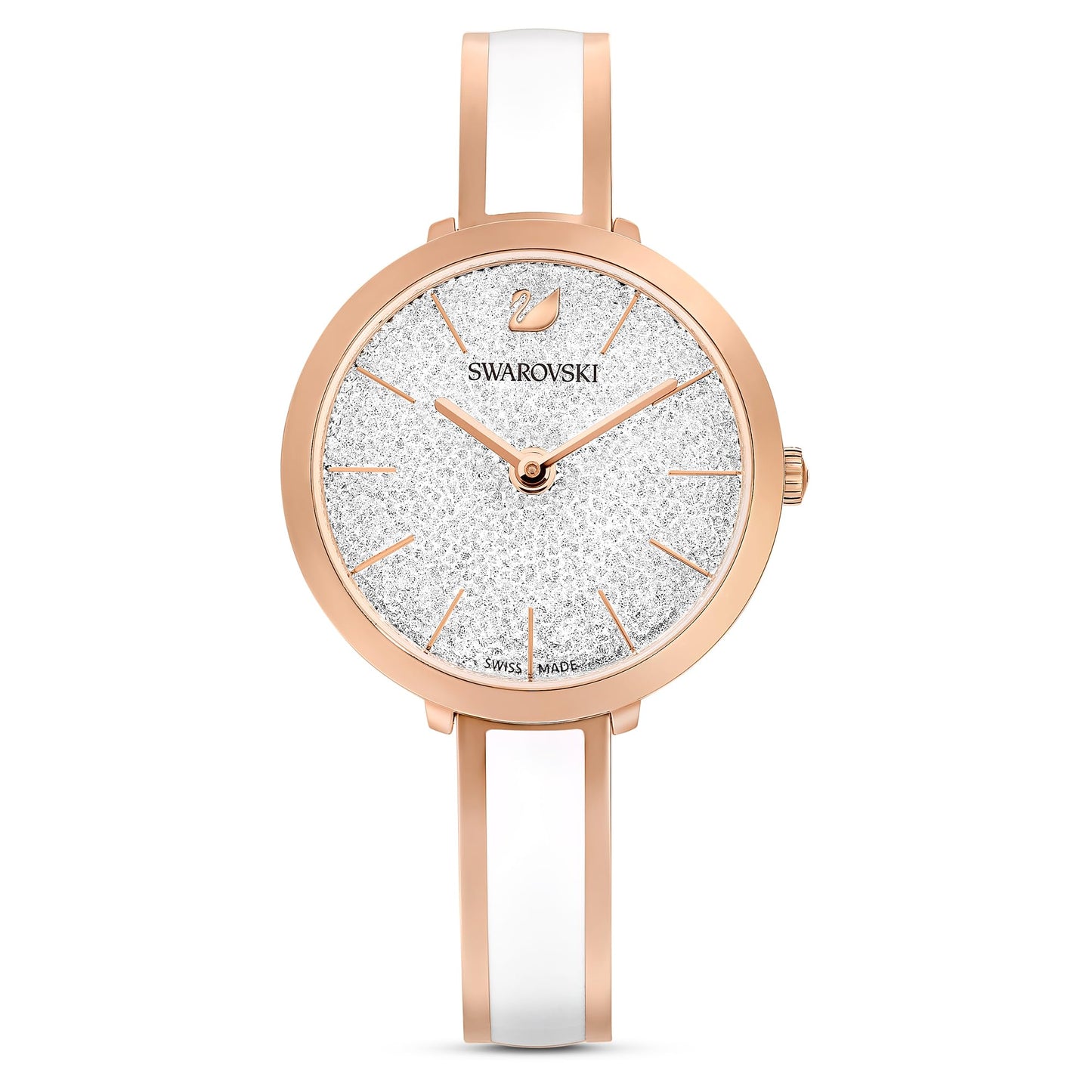 Swarovski Crystalline Delight Watch, Swiss Made, Metal Bracelet, White, Rose Gold-Tone Finish