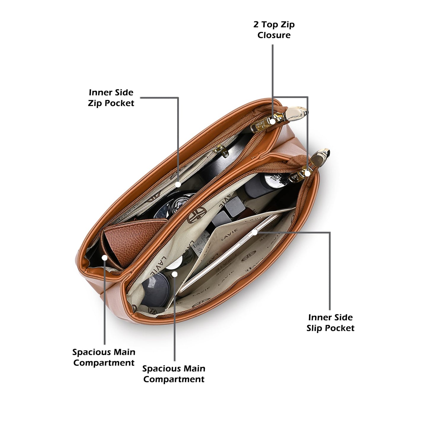 Lavie Signature Women's Plano 2C Flap Satchel Handbag for Women|Satchel Bag for Work|Ladies purse|Stylish Shoulder Bag|Gift For Women