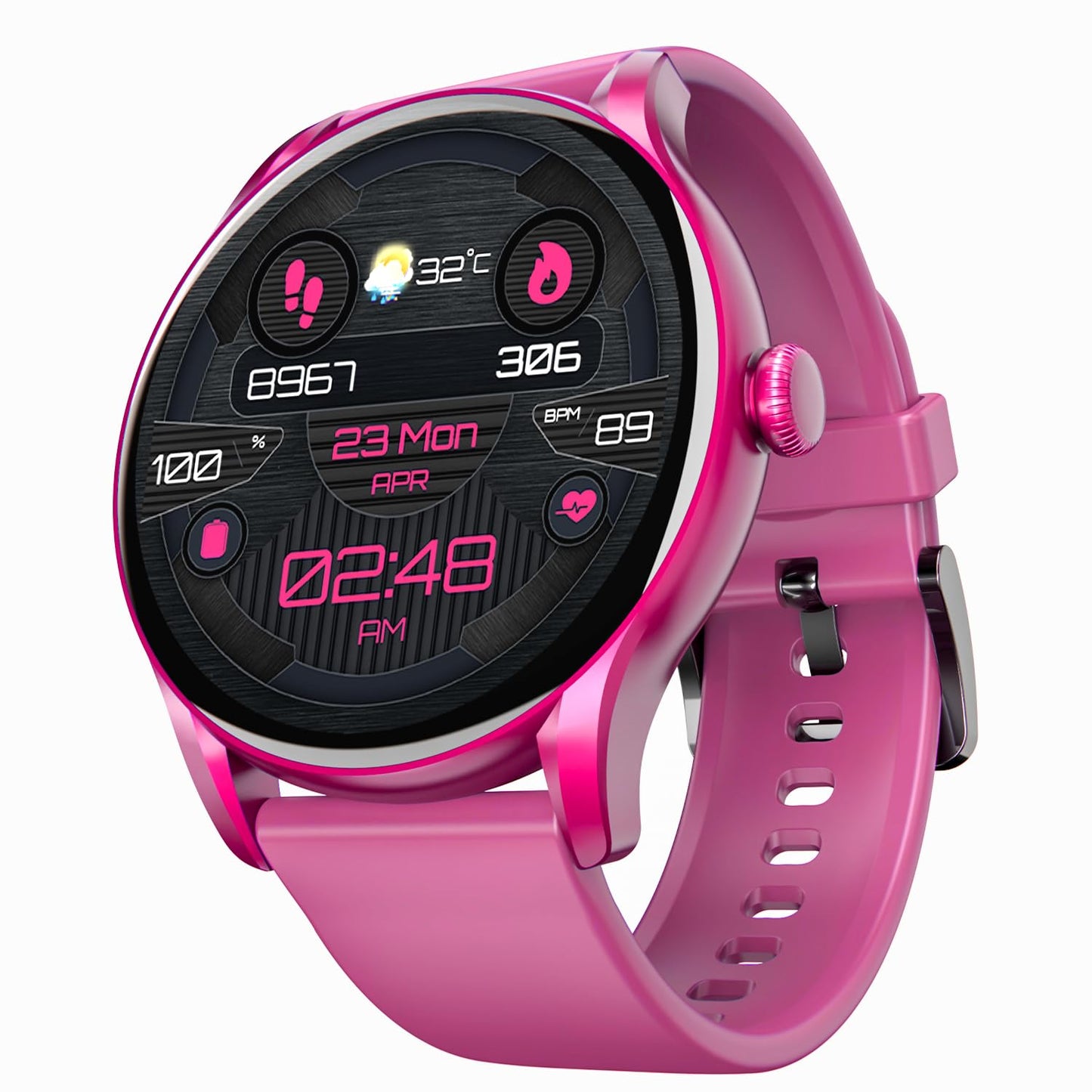 boAt Lunar Connect Ace Smart Watch w/ 1.43" (3.6 cm) AMOLED Display, Bluetooth Calling, 100+ Sports Mode, Music and Camera Control, Up to 7 Days Battery Life, IP68, HR&SpO2 Monitoring(Burgundy)