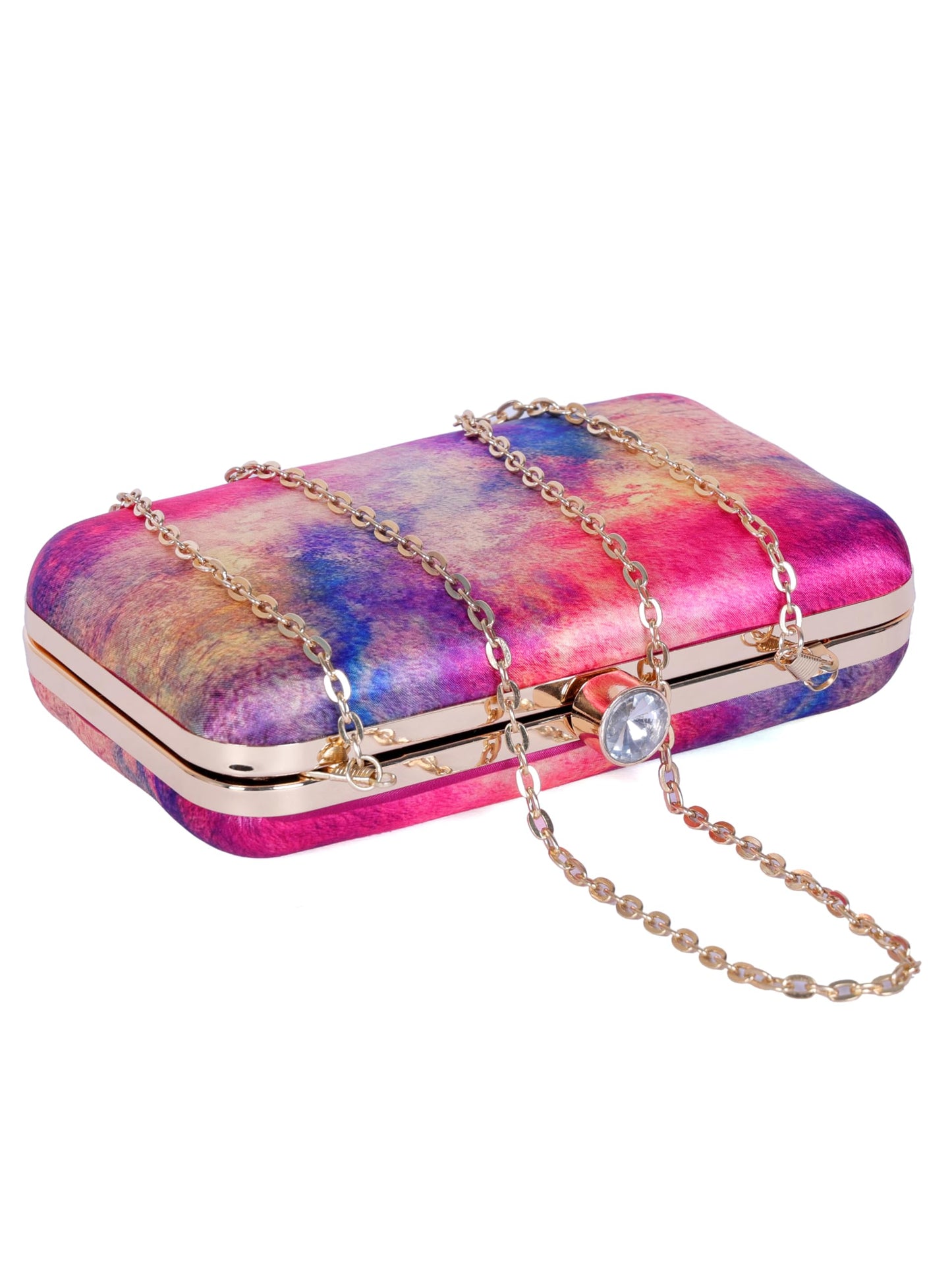 SWISNI digital printed Cosmic Design clutches,Women's Traditional Designer Clutch for outings, casual and party,Galaxy Print Evening Clutch, Hard Case Box Purse, (Pink Blue)