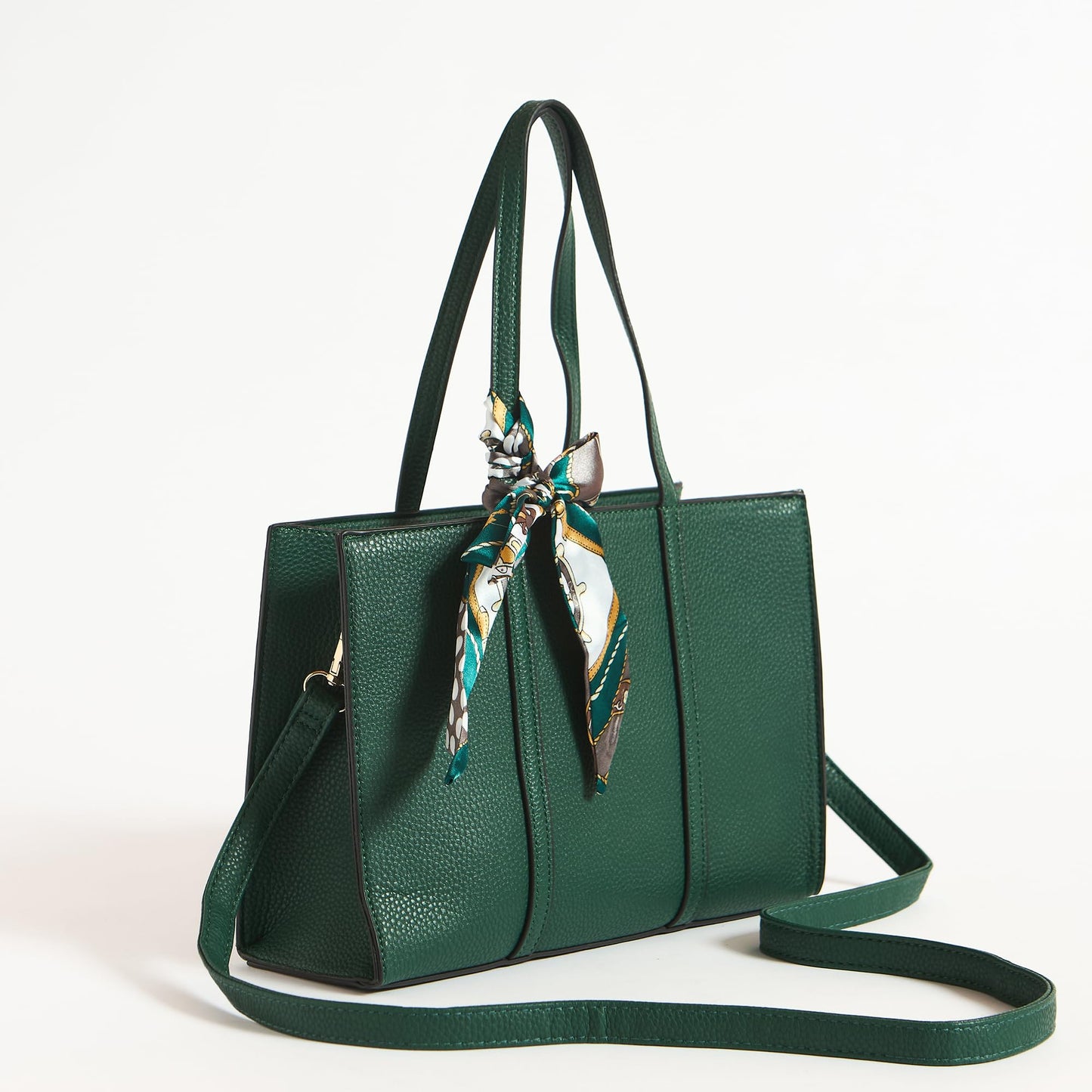 Chumbak Maldives Mini Tote with Scarf | Green | Multipurpose Hand Bag with Pouch for Shopping | Hand Held Bag for Women and Girls | Solid Colour Handbag