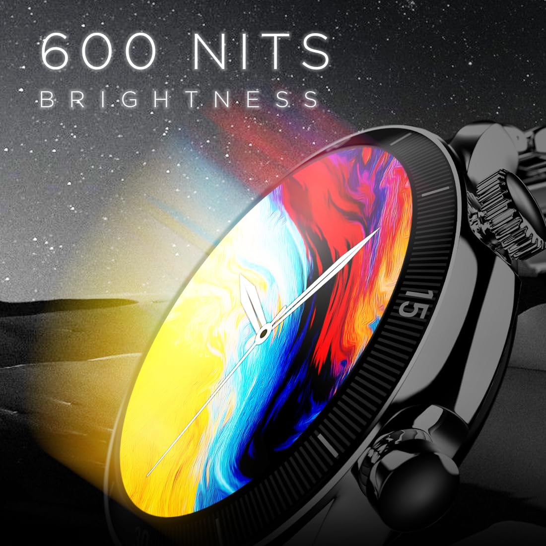 Fire-Boltt Legacy Luxury Smartwatch | 1.43" AMOLED Display with Always On | Bluetooth Calling & Voice Assistant | Wireless Charging | Health & Fitness Tracker with 110+ Sports Modes (Black Silicone)