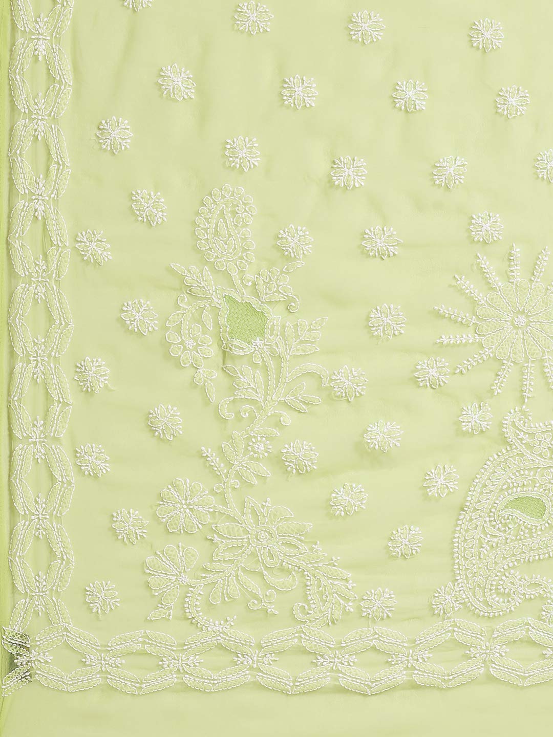 Ada Women Hand Embroidered Lucknowi Chikankari Georgette Saree With Unstitched Regular Fit Blouse Piece A129561, Green