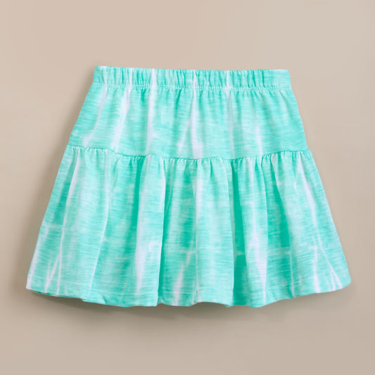 Hopscotch Girls Regular Fit Aqua Tie & Dye Print Skirts