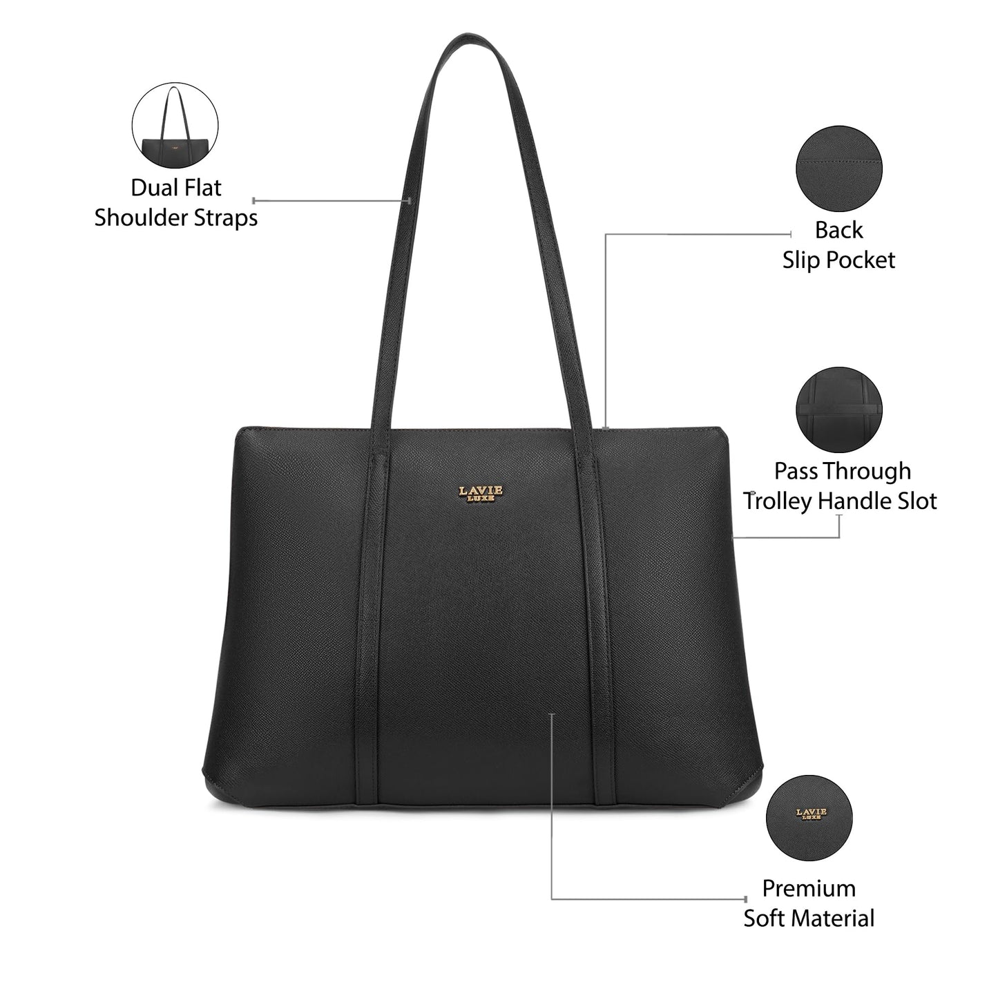 Lavie Luxe Women's Relax 3 Compartment Large Tote Bag | Tote Bag for Work | Ladies purse | Stylish Shoulder Bag | Gift for Women