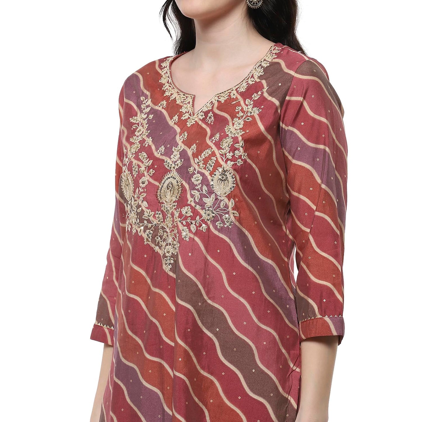 Rangriti Women's Viscose Blend Kurta Set (FSGLM22186SS25PNK_Pink