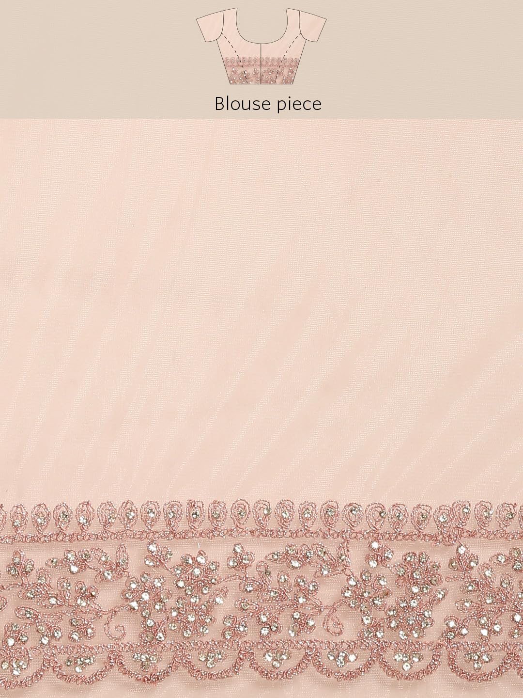 MOHEY Women's Pink Net Thread Work|Zari Saree (PINK)