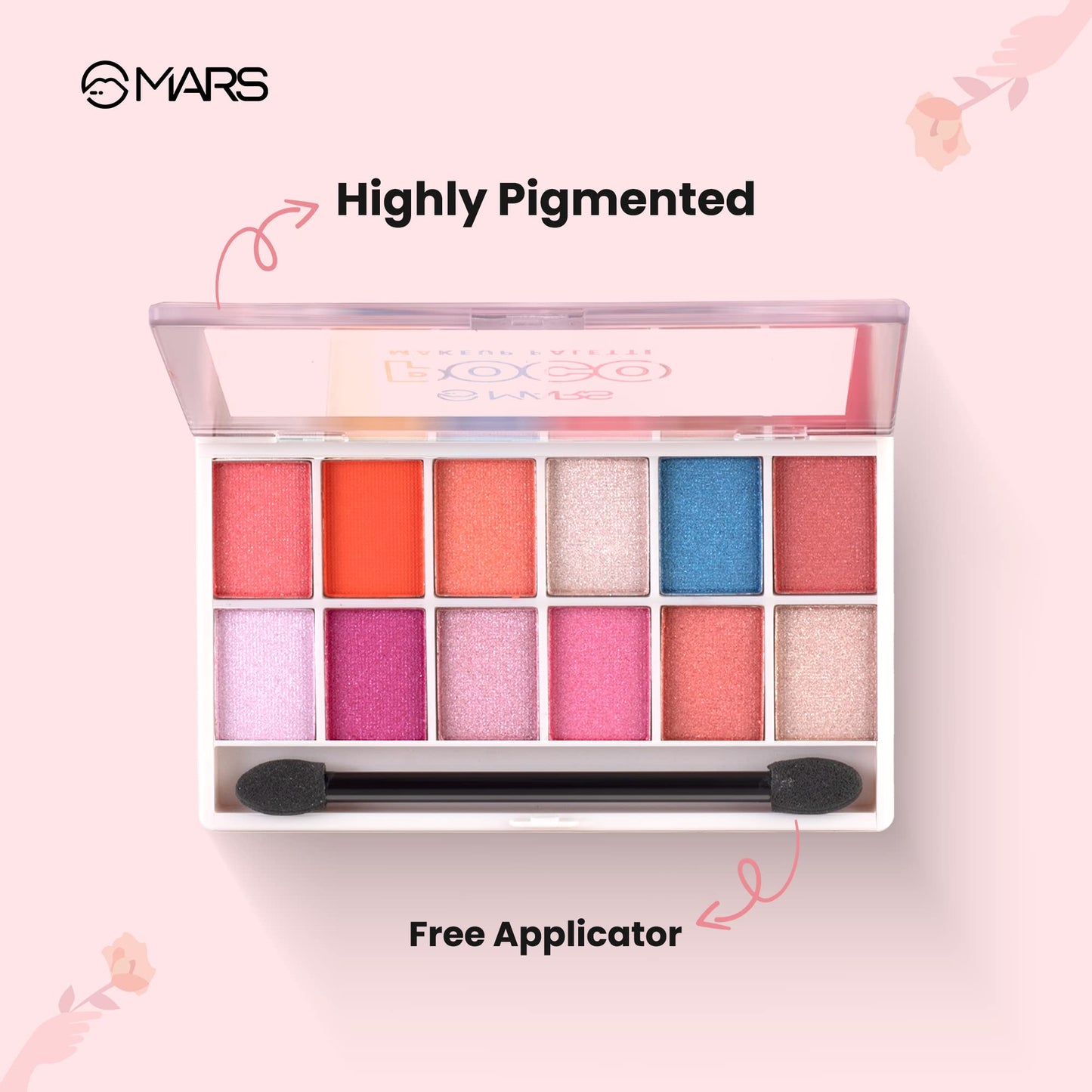 MARS Poco Face Makeup and eyeshadow Palette with Slider Case | Free Applicator | Long Wearing | Highly Pigmented and Easy to Blend 21 Shades (20g) (03-Multicolor)