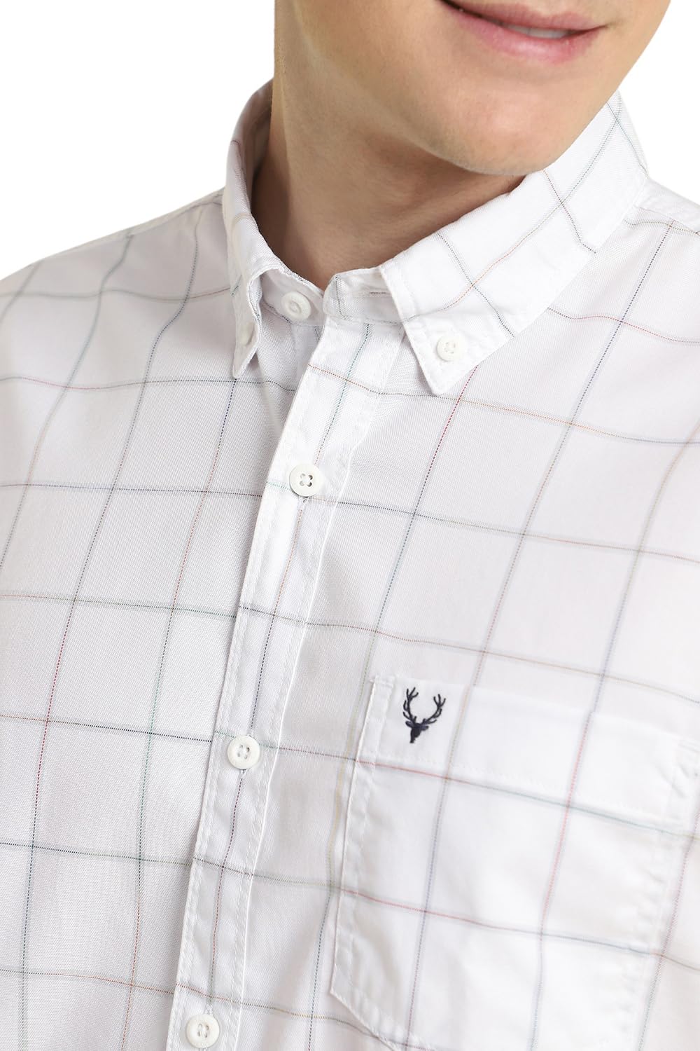 Allen Solly Men White Custom Fit Check Full Sleeves Casual Shirts