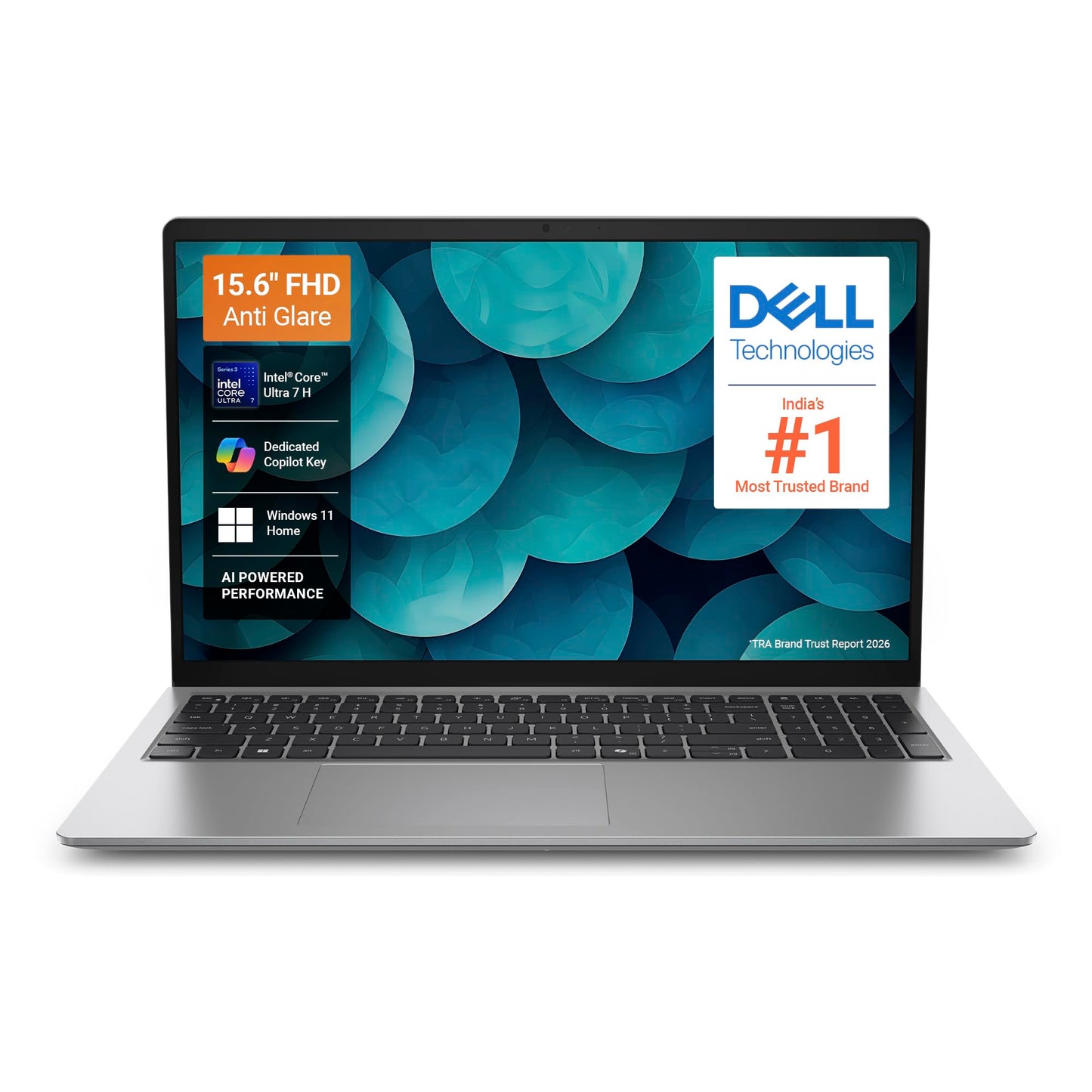 Dell 15 Ai Powered Laptop, Intel Core Ultra 7 255H, 16GB DDR5 RAM, 512GB SSD, 15.6" FHD Anti-Glare Display, Intel Arc Graphics, Backlit Keyboard, Dedicated Copilot Key, Silver, Win11 Home + MSO H&S'24