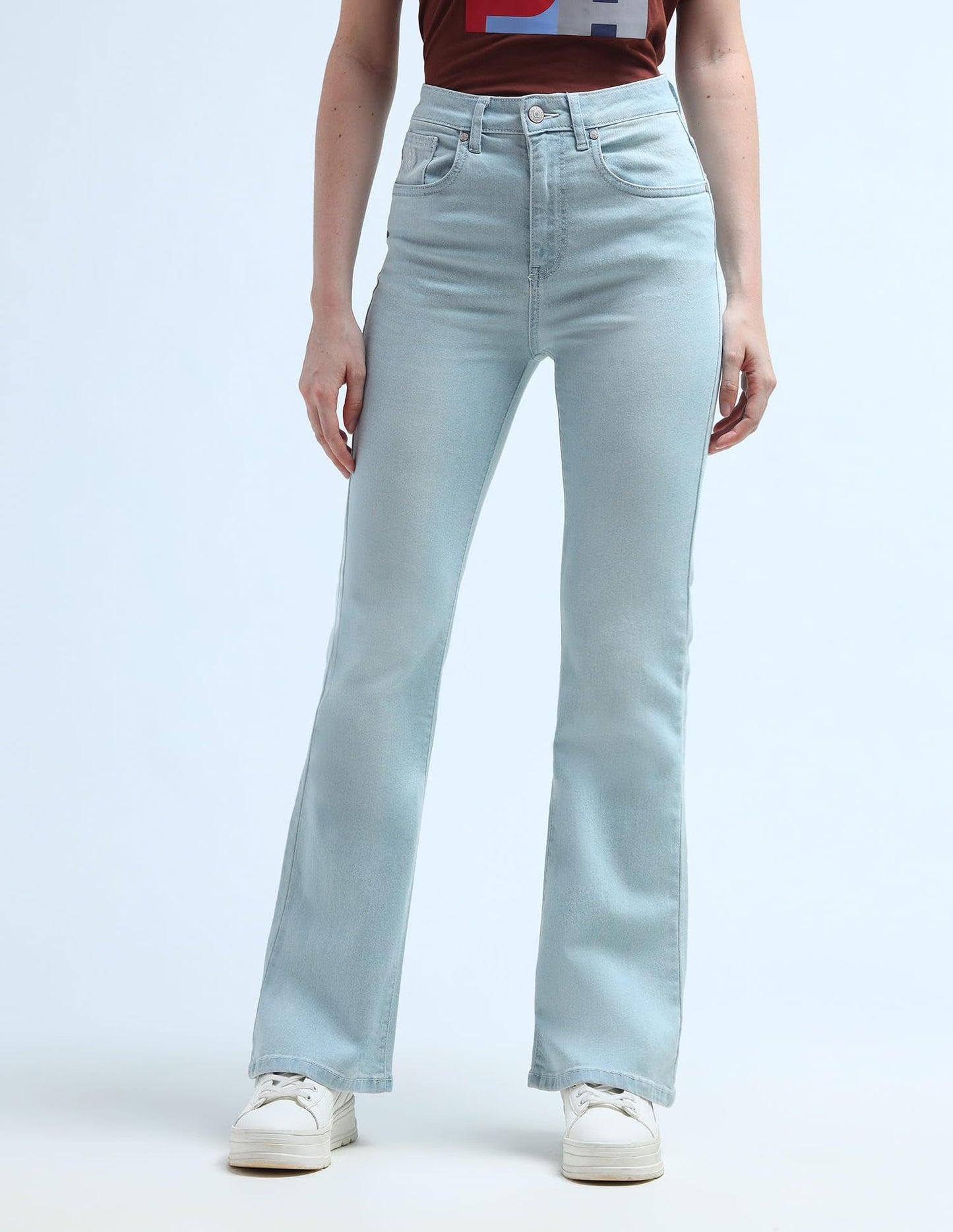 U.S. POLO ASSN. High Rise Flare Fit Jeans (UWAW24JEN184_Blue_28)