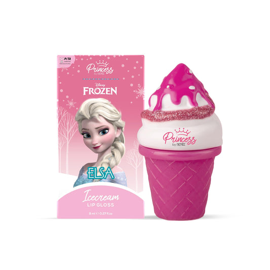 RENEE Disney Frozen Princess Icecream Lip Gloss Elsa-For Pre-Teen Girls,Enriched With Shea Butter & Apricot Oil,Adds Glossy Shine With Nourishing And Moisturizing Effect - No Parabens - 8Ml