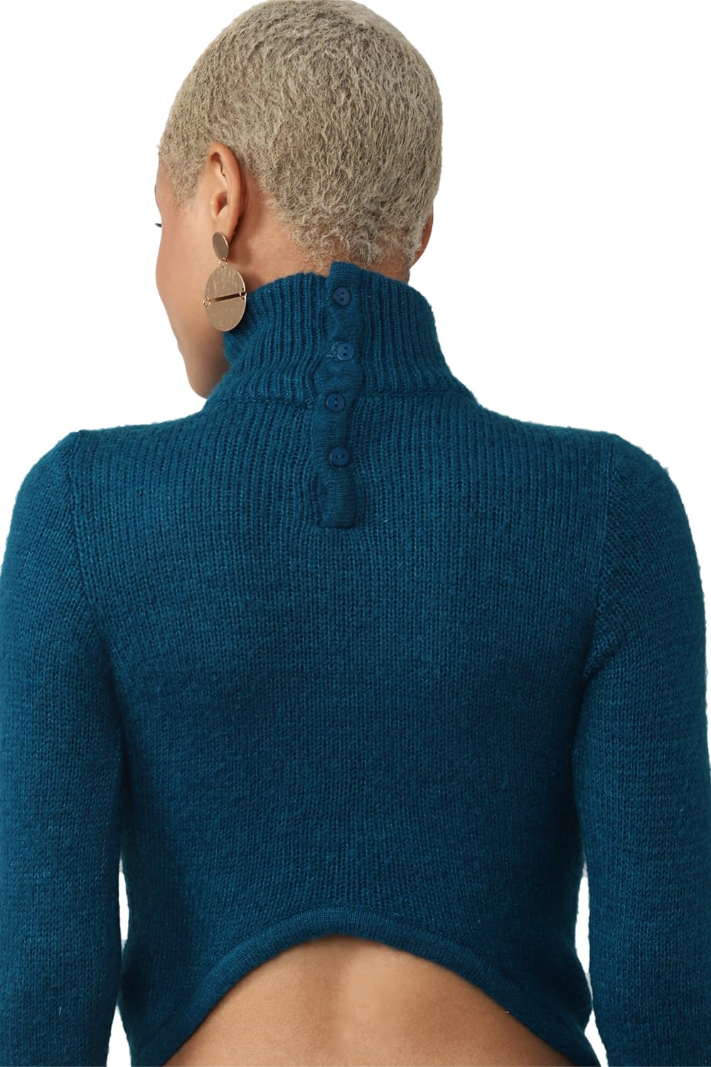 FOREVER 21 Women's Acrylic Turtle Neck Sweater (598146_Blue