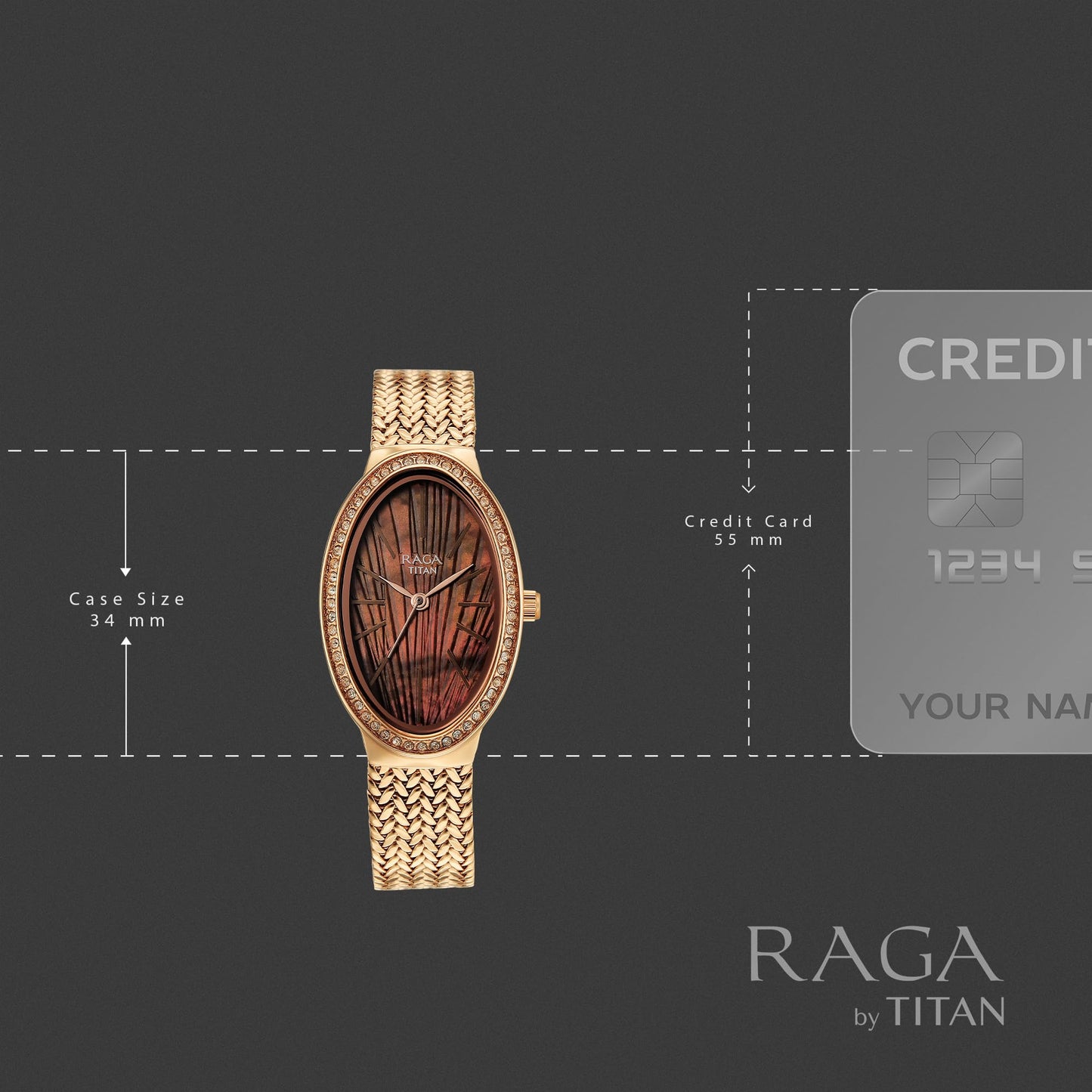 Titan Raga Glimmers Quartz Brown Shaped Dial Women's Watch | Water Resistant Watch | Watches for Women Analog - 95338WM01F