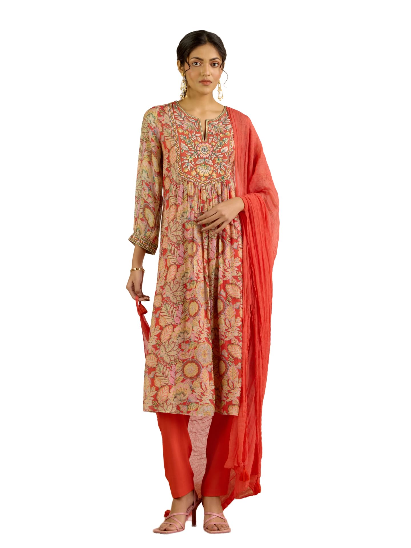 Aarke Ritu Kumar Red Aroma Kurta With Pant And Dupatta