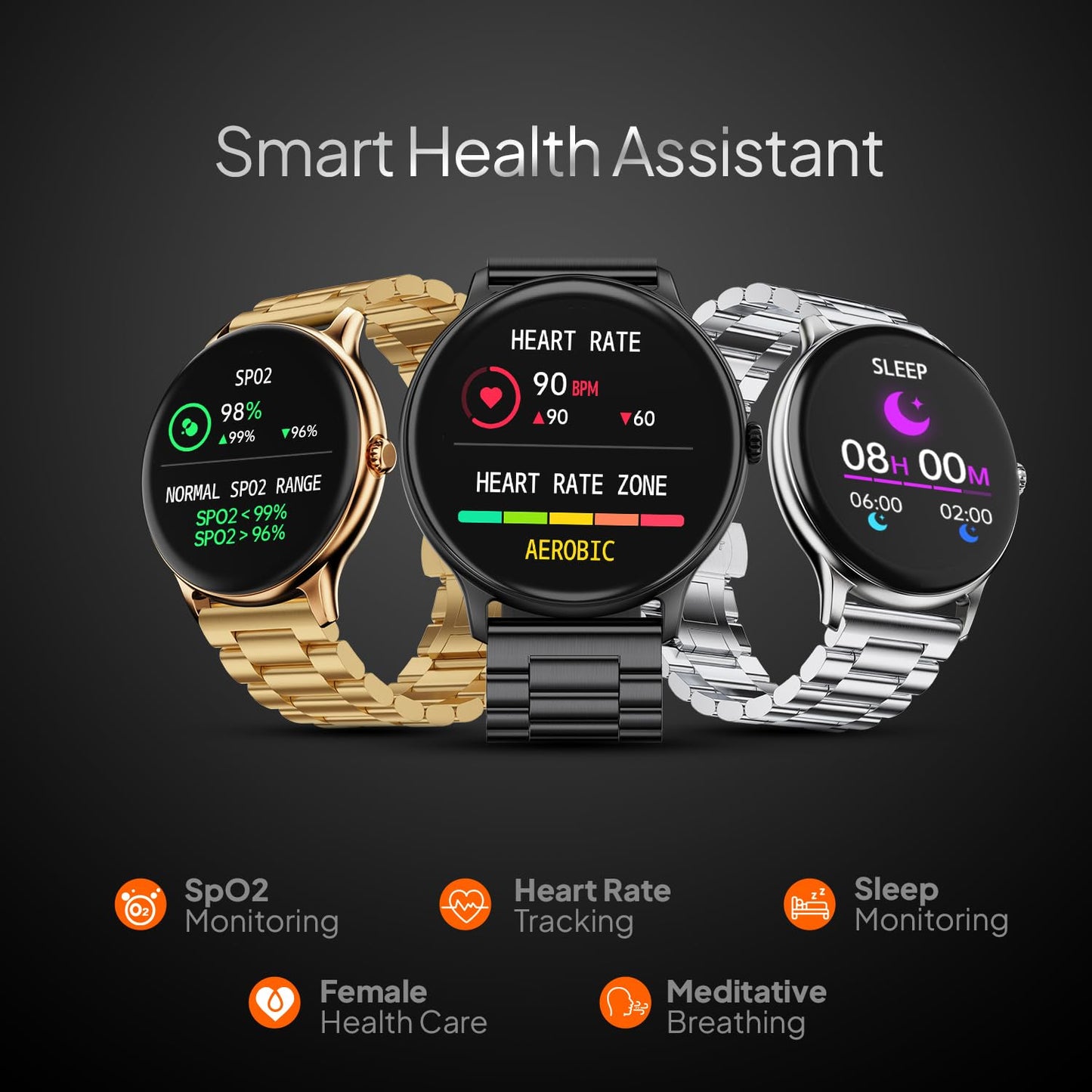 Fire-Boltt Newly Launched Phoenix Ultra Blaze Luxury Stainless Steel, Bluetooth Calling Smart Watch, AI Voice Assistant, Metal Body with 120+ Sports Modes, SpO2, Heart Rate Monitoring (Gold)
