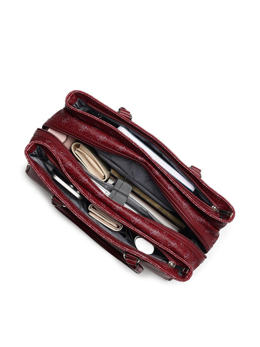 GUESS Claret Monogram Jesco Shopper Tote