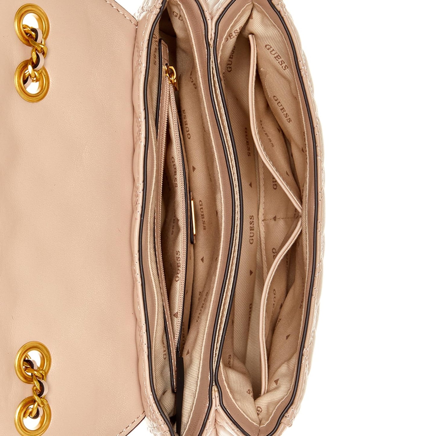 Guess Women's Light Beige Quilted Crossbody Bag| Ladies Purse Handbags | Gift For Ladies