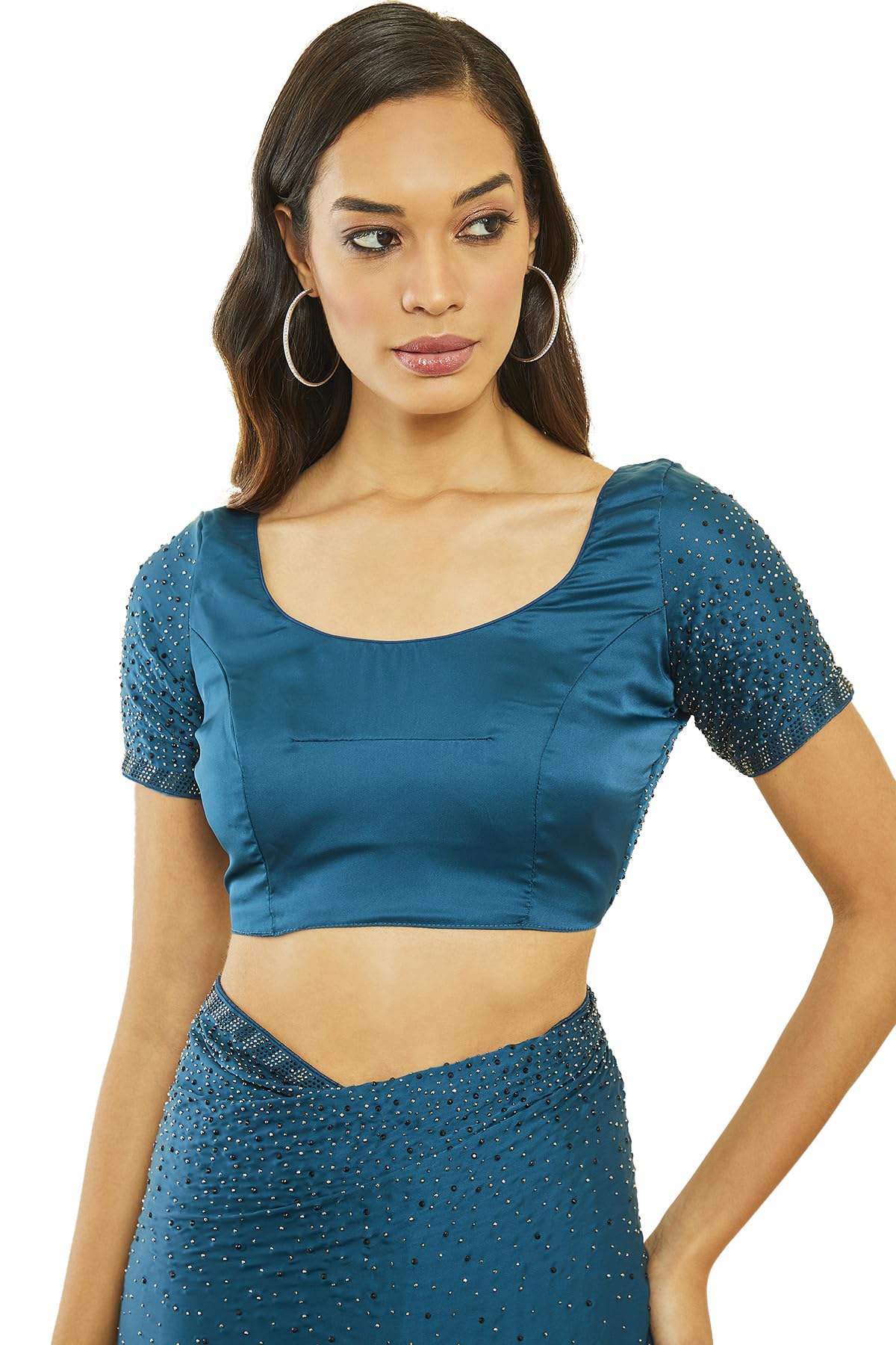 Soch Women's Jamdani Pure Crepe Saree (SRPXDESR03976J_Blue)