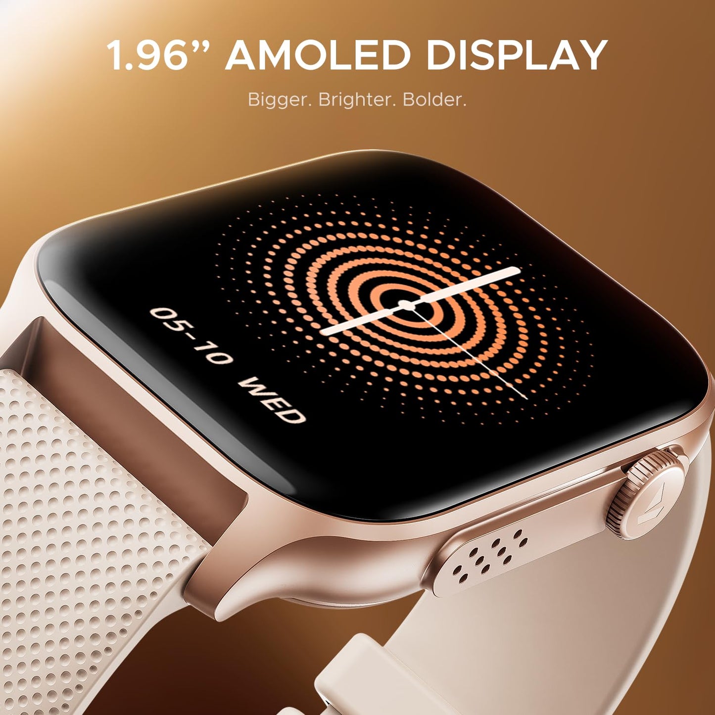 boAt New Launch Ultima Ember Smartwatch w/ 1.96” (4.97 cm) AMOLED Display, Personalized Fitness Nudges, Functional Crown, 100+ Sports Modes, Custom Watch Faces (Rose Gold)