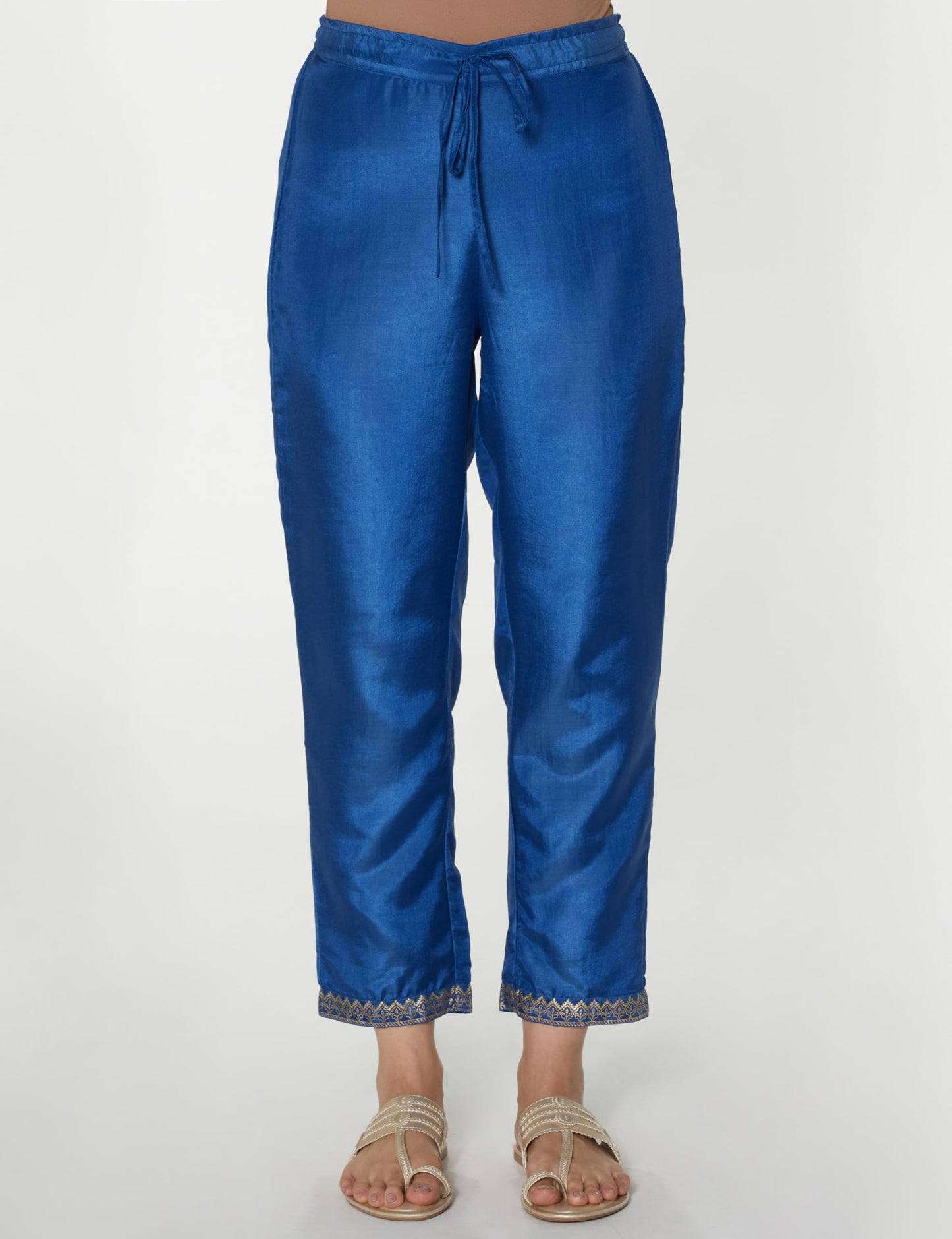 BIBA Women's Polyester Printed Narrow Salwar Kurta Dupatta (Skdassorted7666E_Blue_34)