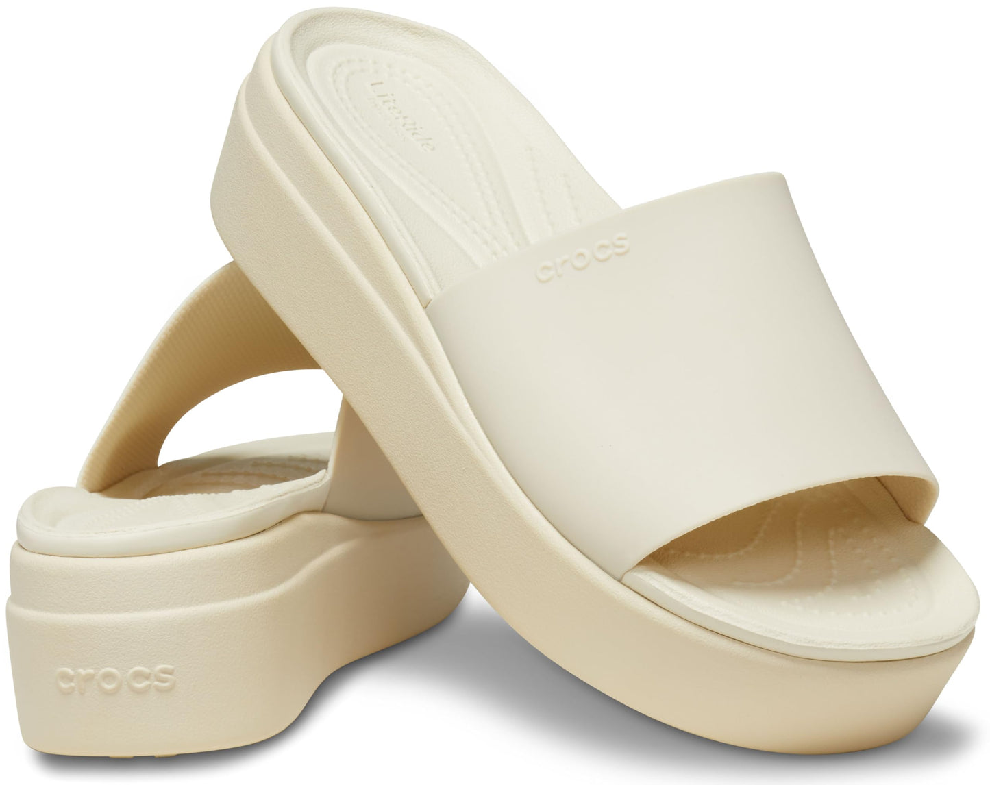 Crocs Women's Brooklyn Platform Slide Sandal, Bone, 8