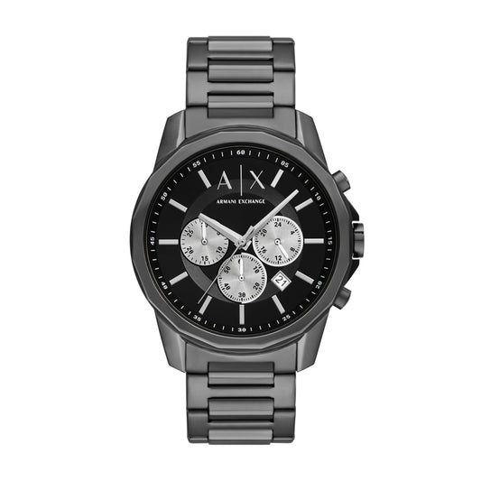Armani Exchange Stainless Steel Analog Black Dial Men's Watch-Ax1765, Band Color:Gray