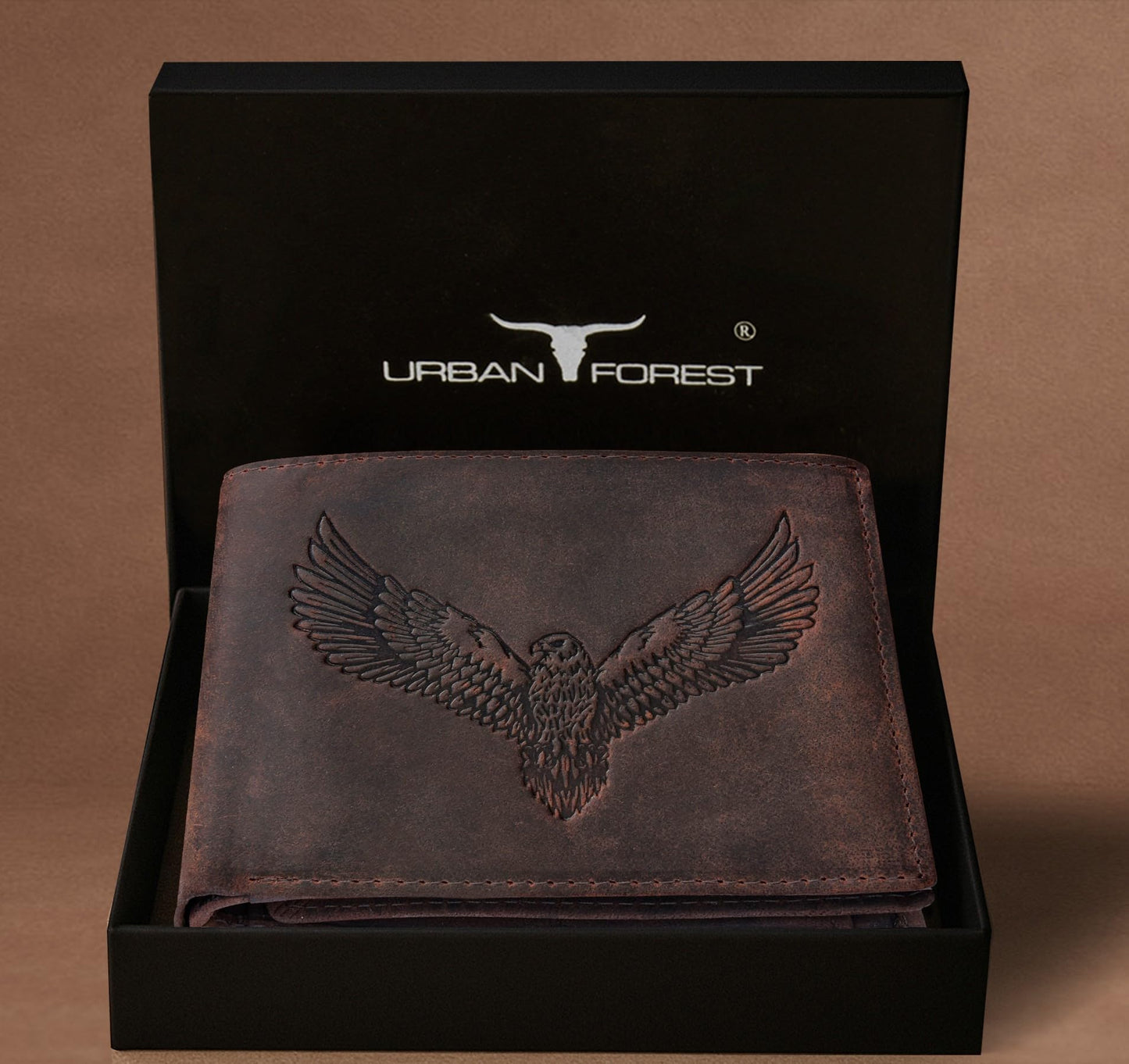 URBAN FOREST Zeus Vintage Brown Leather Bi-Fold Wallet for Men, 6 Card Slot