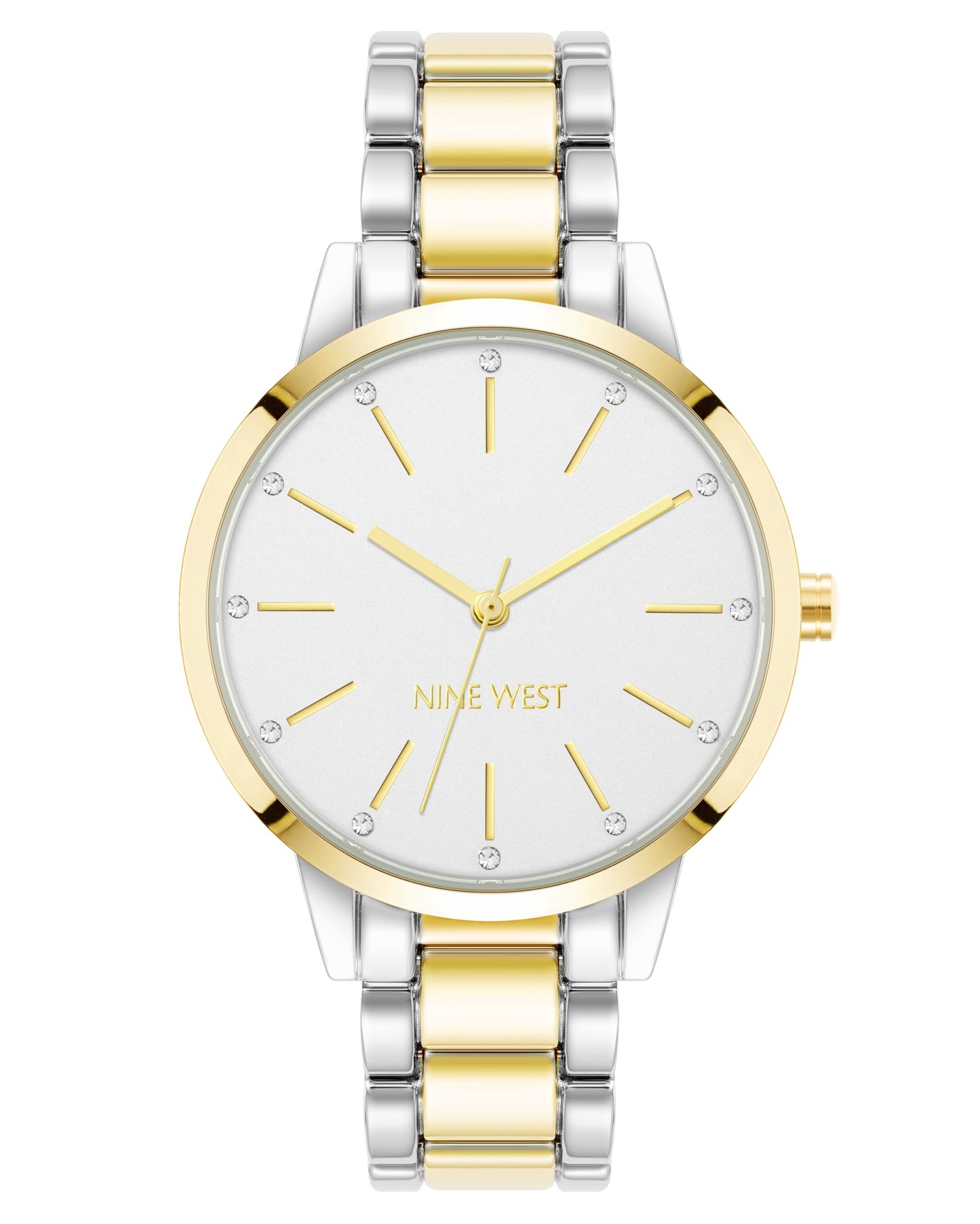 Nine West Women's Genuine Crystal Accented Bracelet Watch, Two Tone, NW/2099WTTT