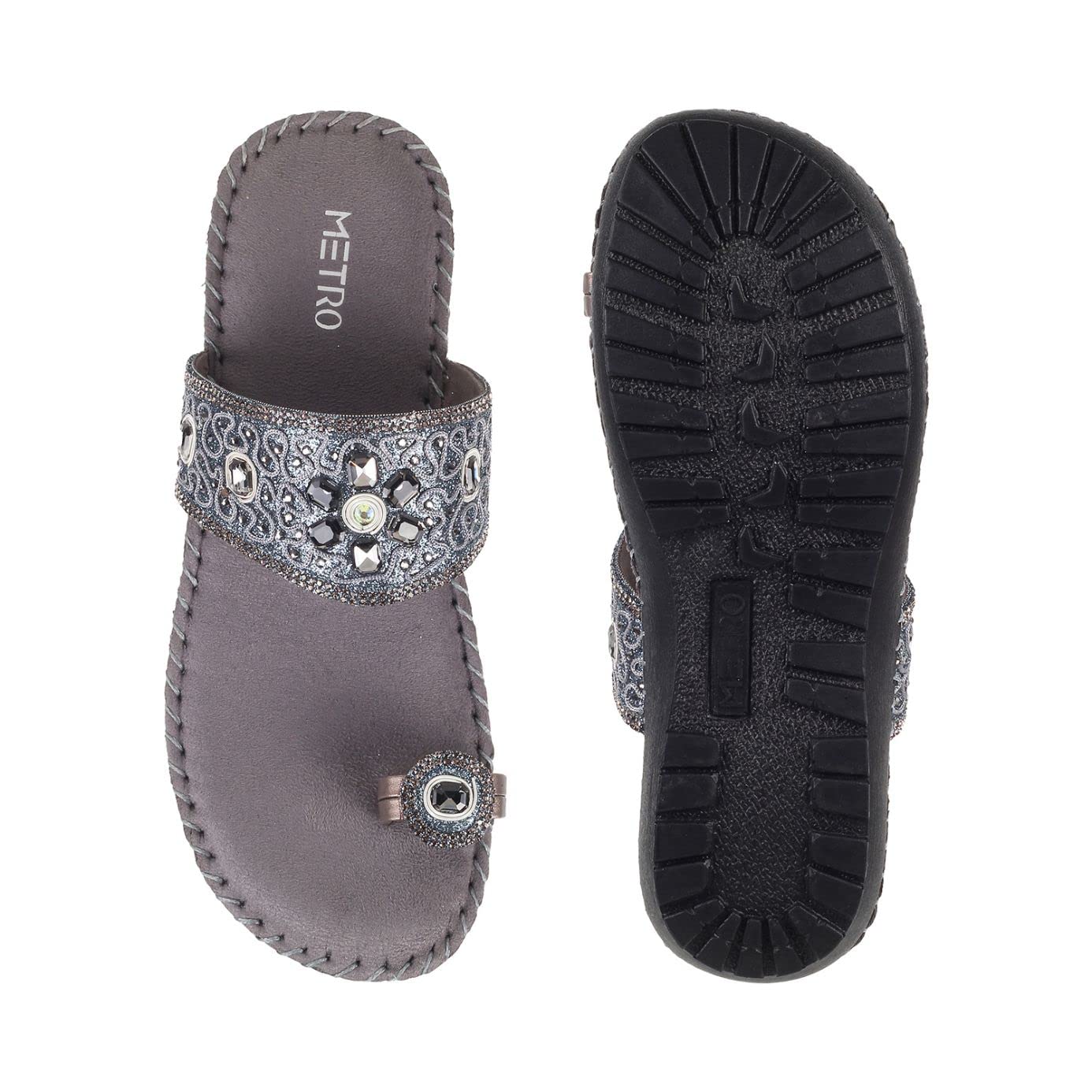 Metro Womens Synthetic Gun Metal Slip Ons - SaumyasStore