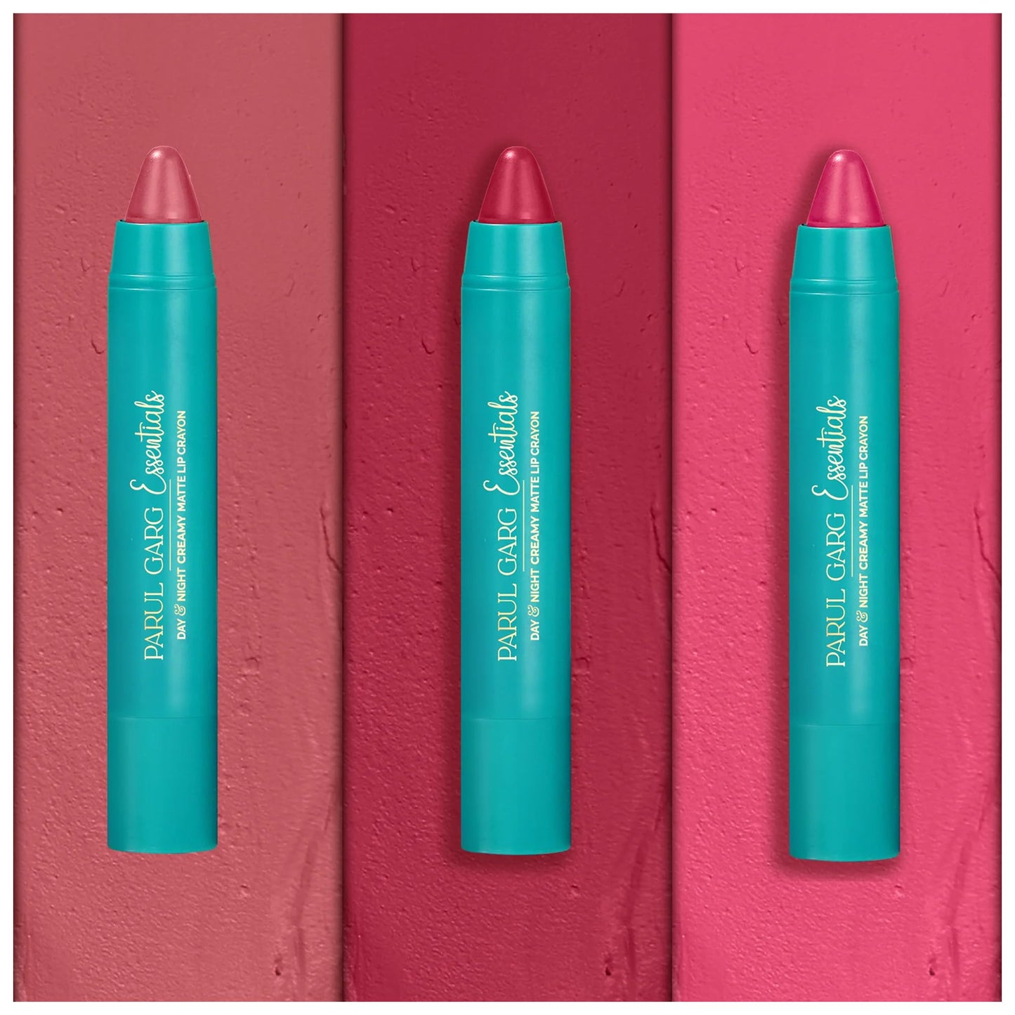 Parul Garg Beauty All-Time Bestsellers Lip Crayon Set | Top 3 Creamy Matte Lipsticks | Rose Pink, Berry & Fuchsia | Bestselling Shades | Vegan, Paraben-Free | Made in India (Trio Pack)