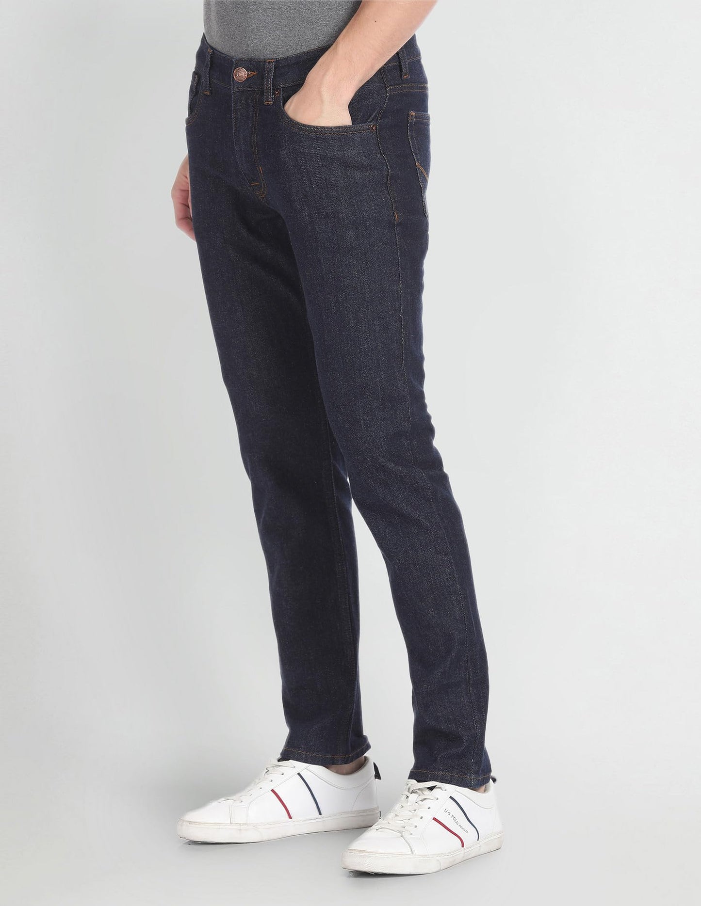 U.S. POLO ASSN. Men's Slim Mid Rise Jeans (UDJENO1281 Blue,30