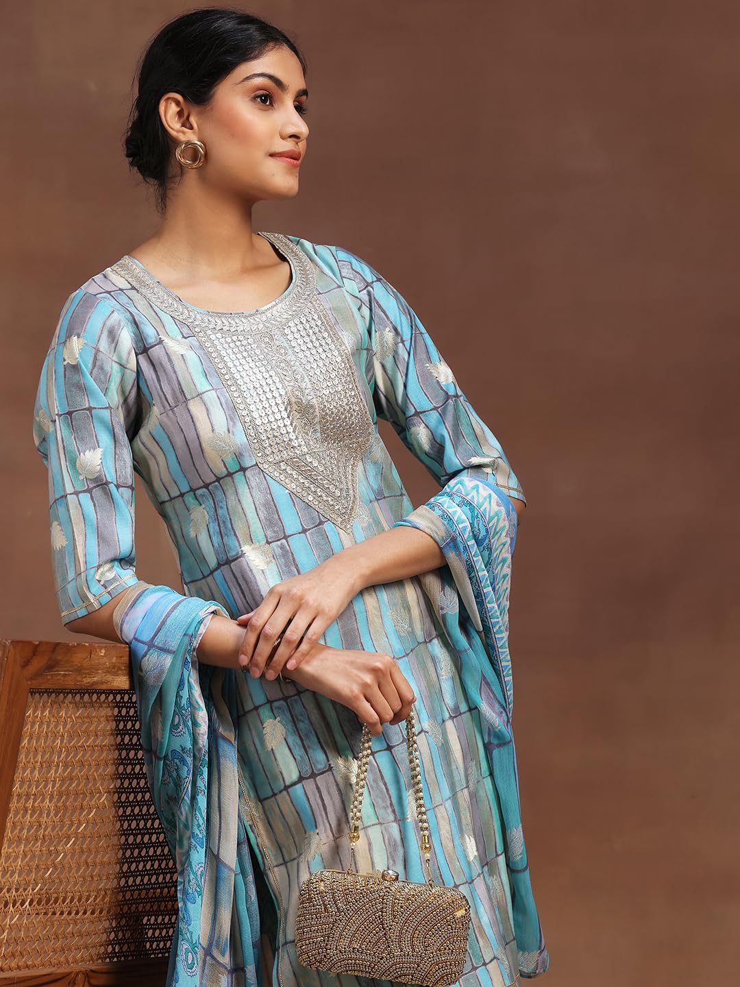Libas Women's Silk Blend Kurta Set (36693O_Blue