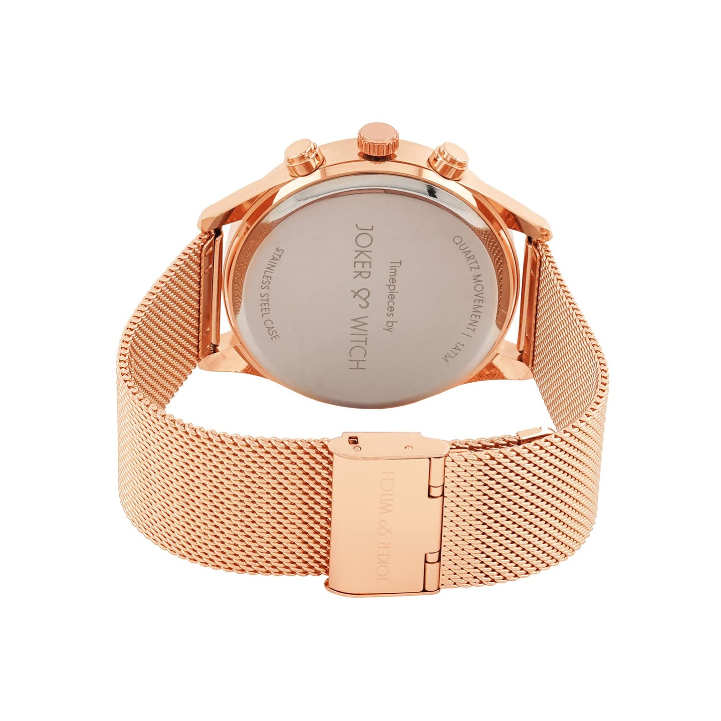 Joker & Witch Quant 44mm Rose Gold Dial 22mm Rose Gold Steel Mesh Watch for Men
