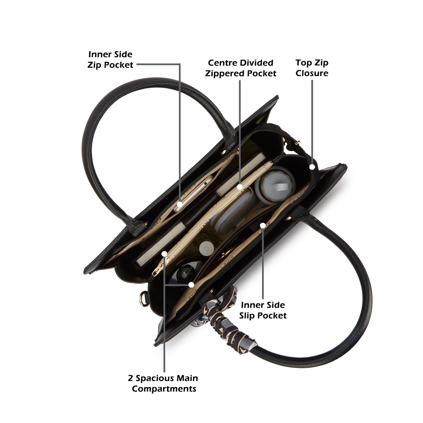 Lavie Luxe Women's Quare Large Satchel Bag | Satchel Handbag for Work | Ladies Purse | Stylish Shoulder Bag | Gift for Women