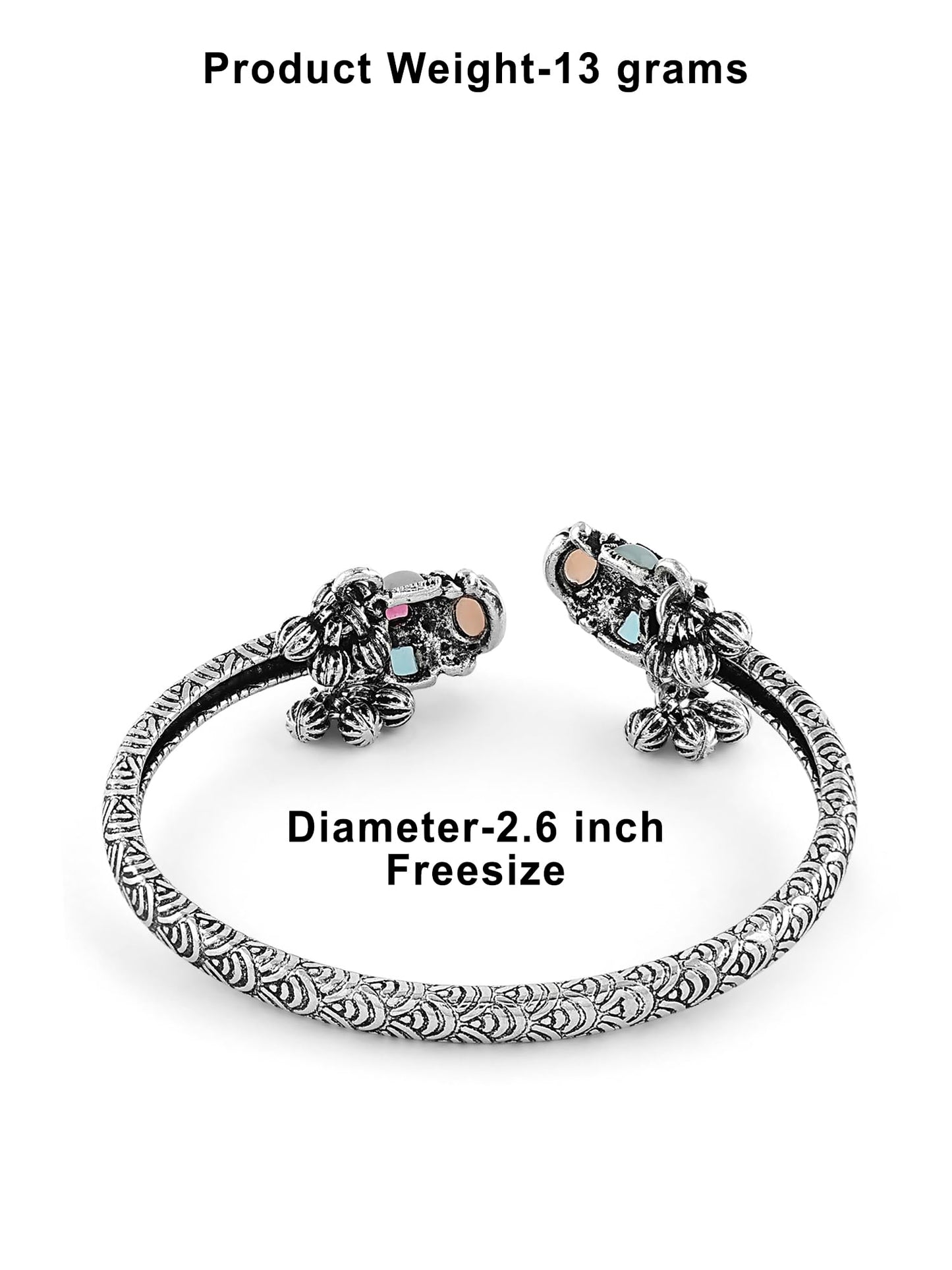 ZAVERI PEARLS Multi For Women-Color Silver Artificial Stones Embellished Kada Bracelets For Women-ZPFK16889