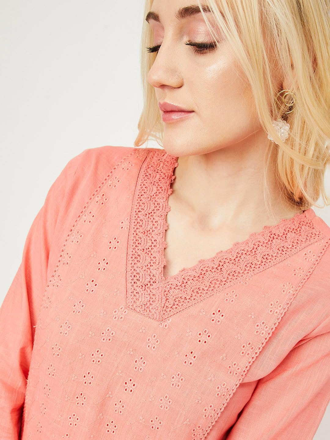 Max Women's Cotton Blend Regular Fit Kurta (DAWWSU24KO1_Pink_XL